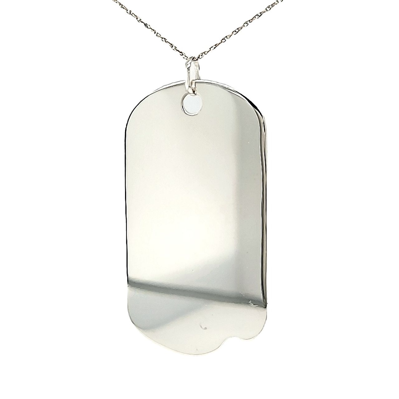 14K White Gold Rectangular Dog Tag Charm 50004060 | Shin Brothers*