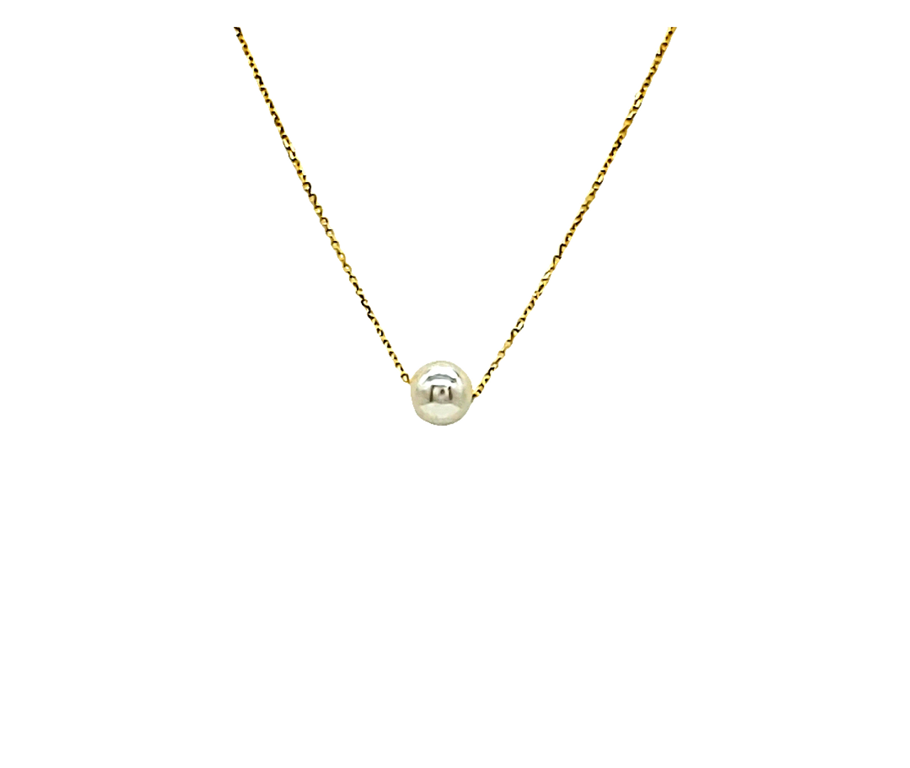 14K Yellow Gold White Floating Pearl 15"-16" Necklace 32000137 | Shin Brothers * 