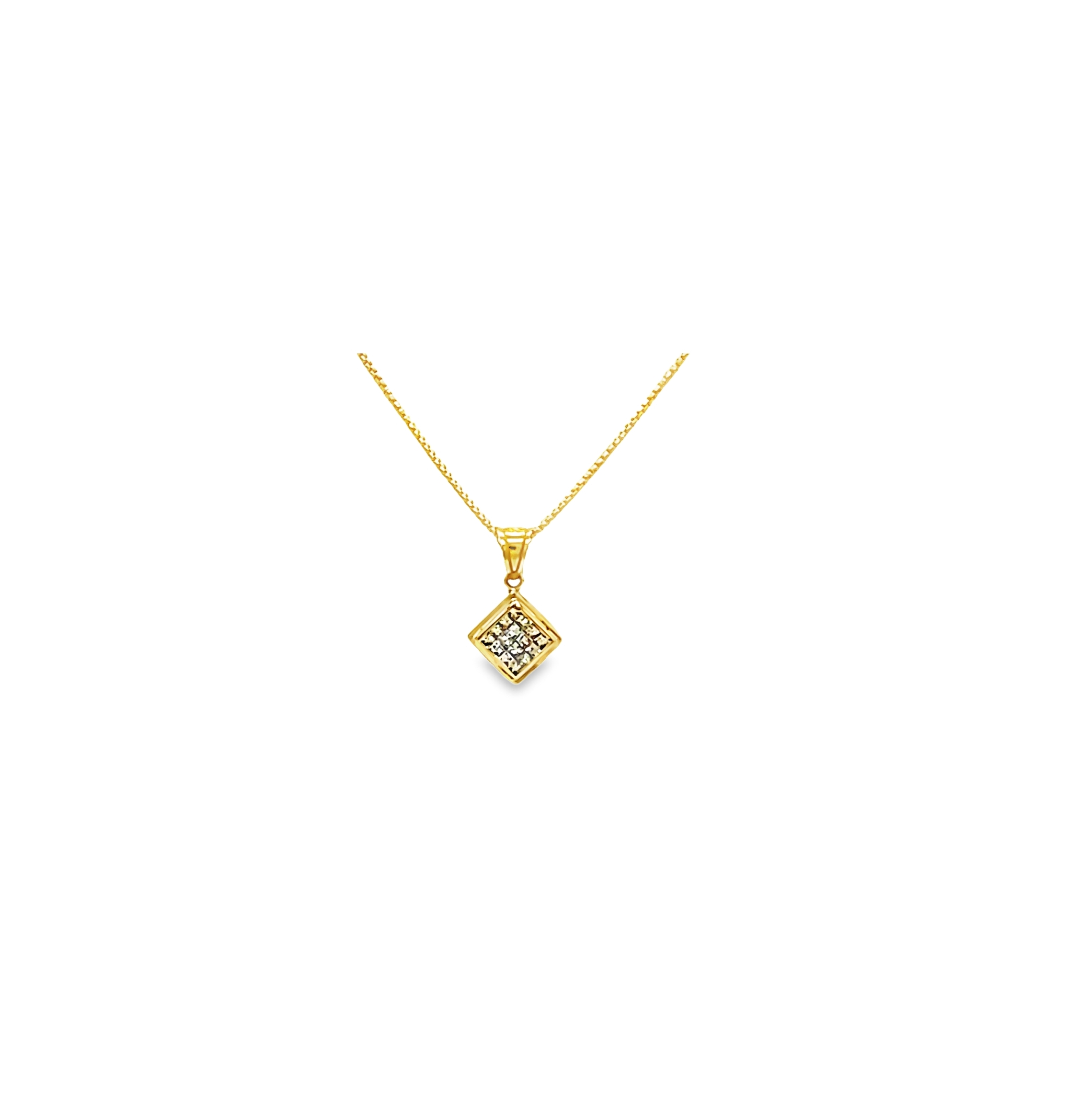 14K Yellow Gold Invisible Set Diamond  Rhombus  Charm 51002174 | Shin Brothers**