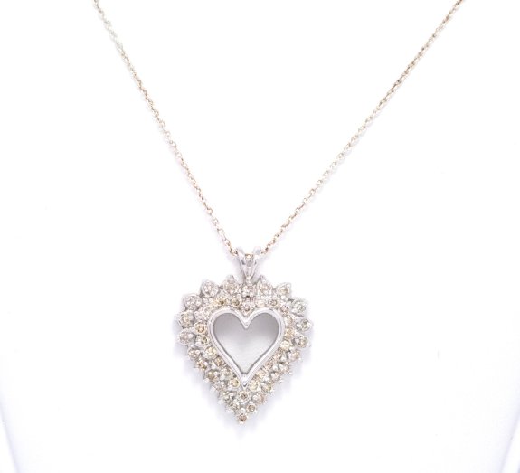 14K White Gold 1.38ct Diamond Heart Pendant 51001396 | Shin Brothers*