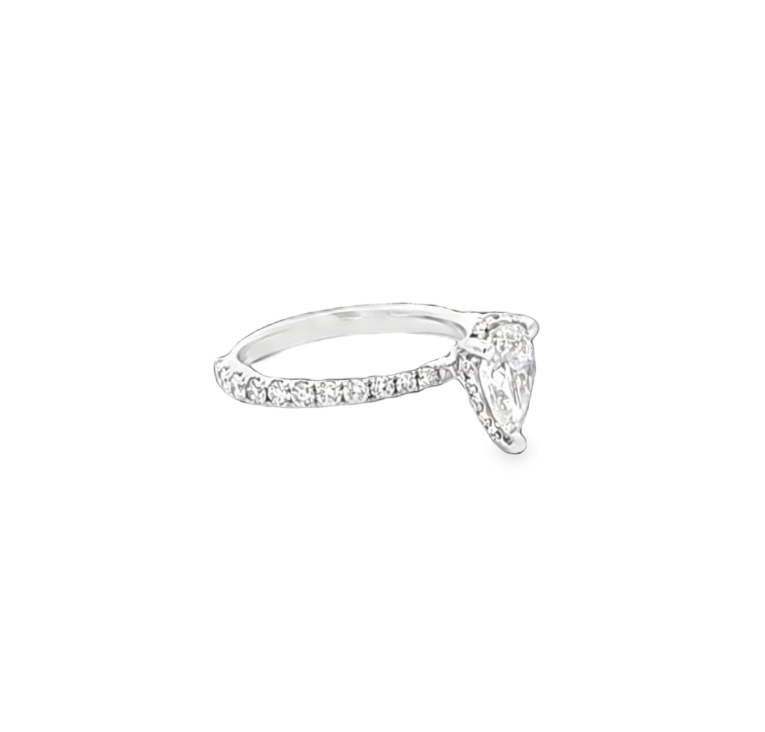 18K White Gold 0.91 ct. Diamond Pear-shaped Engagement Ring 11006935 | Shin Brothers*