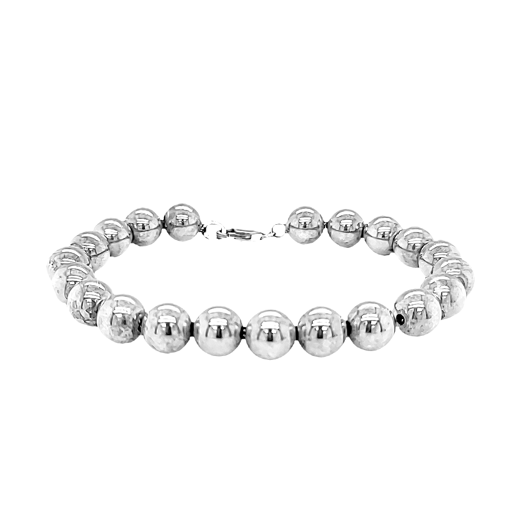 アクセサリー Silver Beaded Bracelet / Medium Amazon.com: Sterling Silver Beaded Bar Link Bracelet Toggle