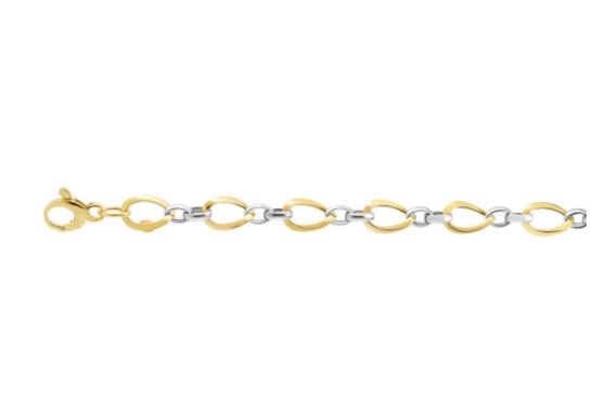 14K White and Yellow Gold 7.75" 8-mm Fancy Link Bracelet | Shin Brothers**