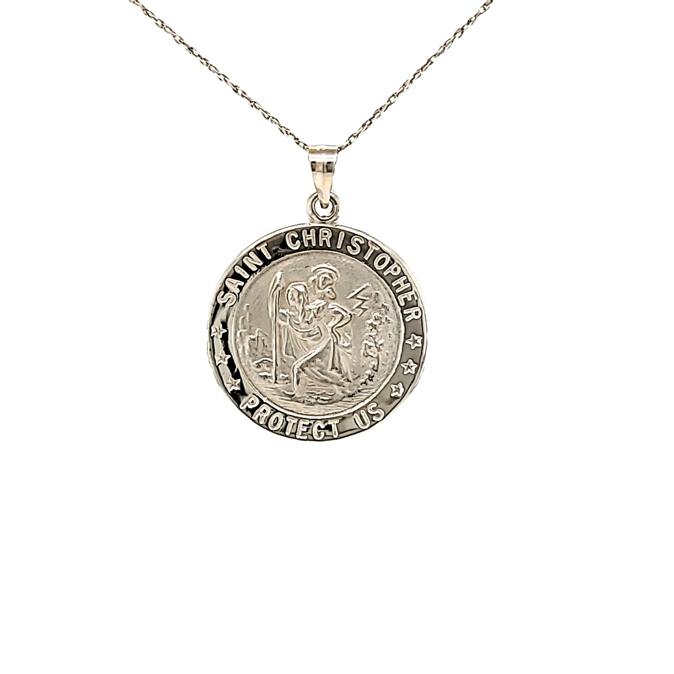 14K White Gold Saint Christopher Medal 50004099 | Shin Brothers* 14K White Gold Saint Christopher Medal 50004099 | Shin Brothers*