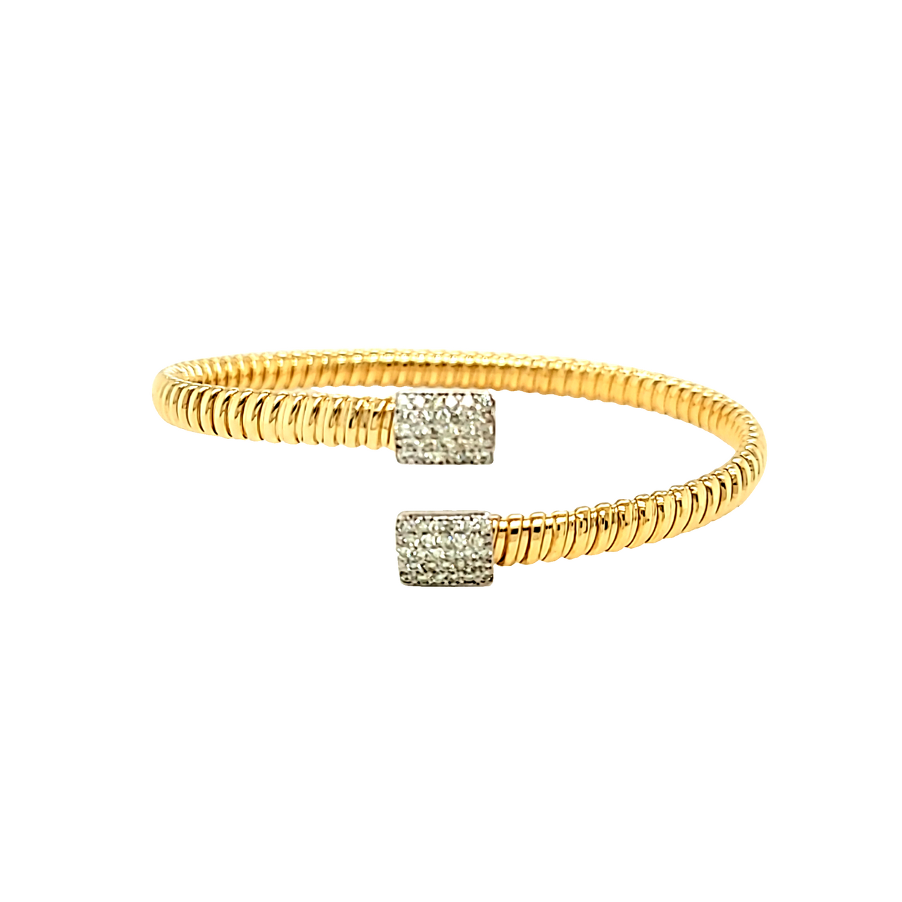 14K Yellow Gold  Ladies Diamond Cuff Criss  Cross  Cuff 7" Bracelet 21000900 | Shin Brothers*