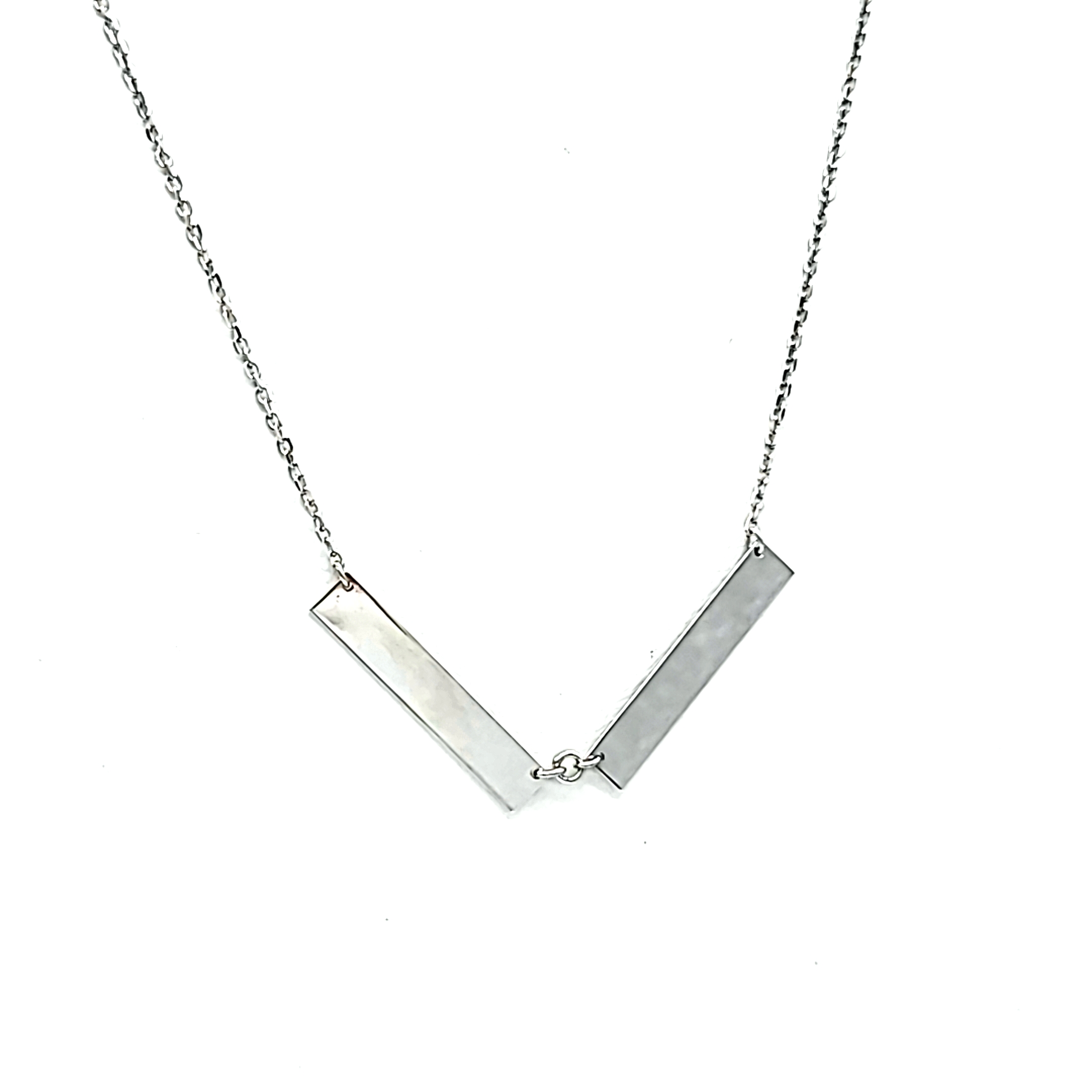 14K White Gold Engravable 2 ID Bar Pendant 18" Necklace 30004402 | Shin Brothers* 14K White Gold Engravable 2 ID Bar Pendant 18" Necklace 30004402 | Shin Brothers*