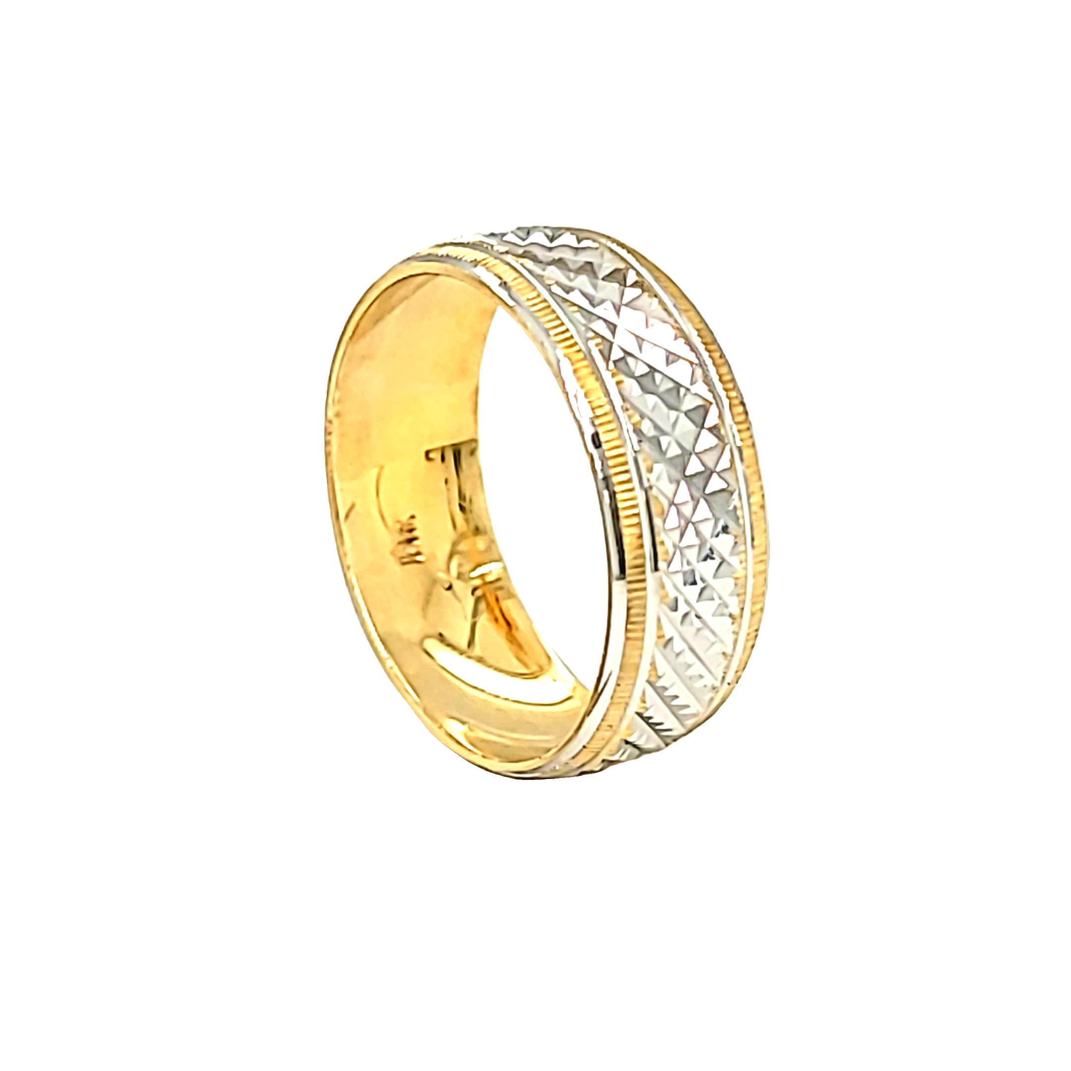 14K Two Tone Gold Textured Wedding Band 10017773 | Shin Brothers* 14K Two Tone Gold Textured Wedding Band 10017773 | Shin Brothers*