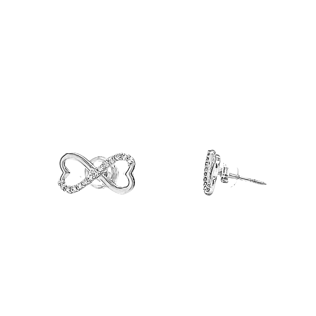 14K White Gold CZ Infinity Heart Stud Earrings 42003371 | Shin Brothers*