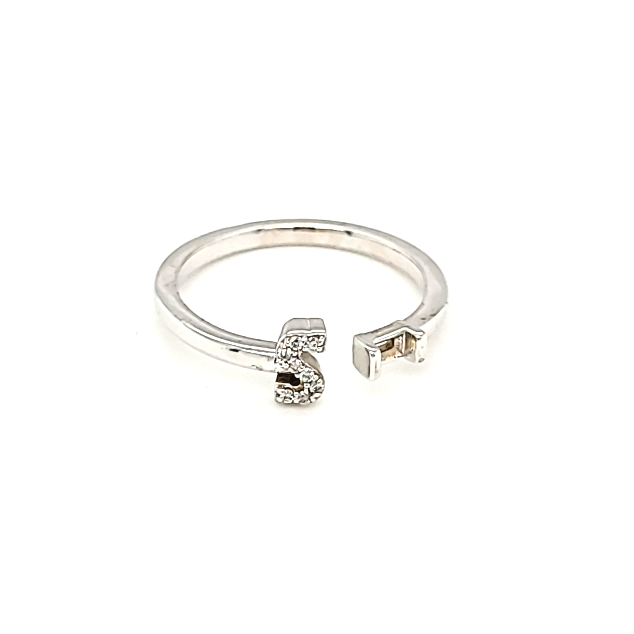 14K White Gold Diamond Initial "S" Open Ring with Setting 11007002 | Shin Brothers* 14K White Gold Diamond Initial "S" Open Ring with Setting 11007002 | Shin Brothers*