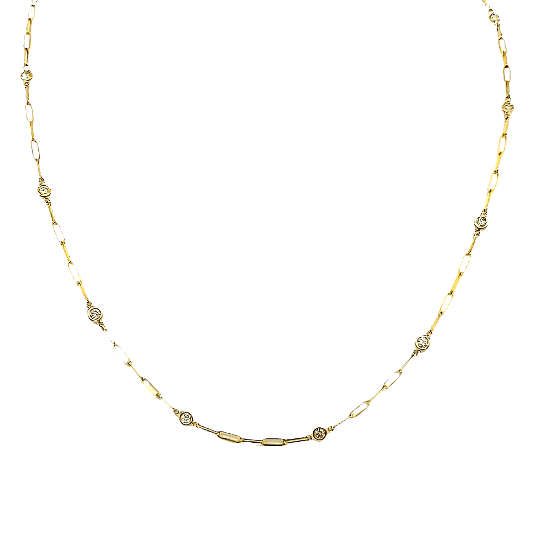 14K Yellow Gold 1 ctw Diamond By The Yard Paperclip Link Necklace 31001189 | Shin Brothers* 14K Yellow Gold 1 ctw Diamond By The Yard Paperclip Link Necklace 31001189 | Shin Brothers*