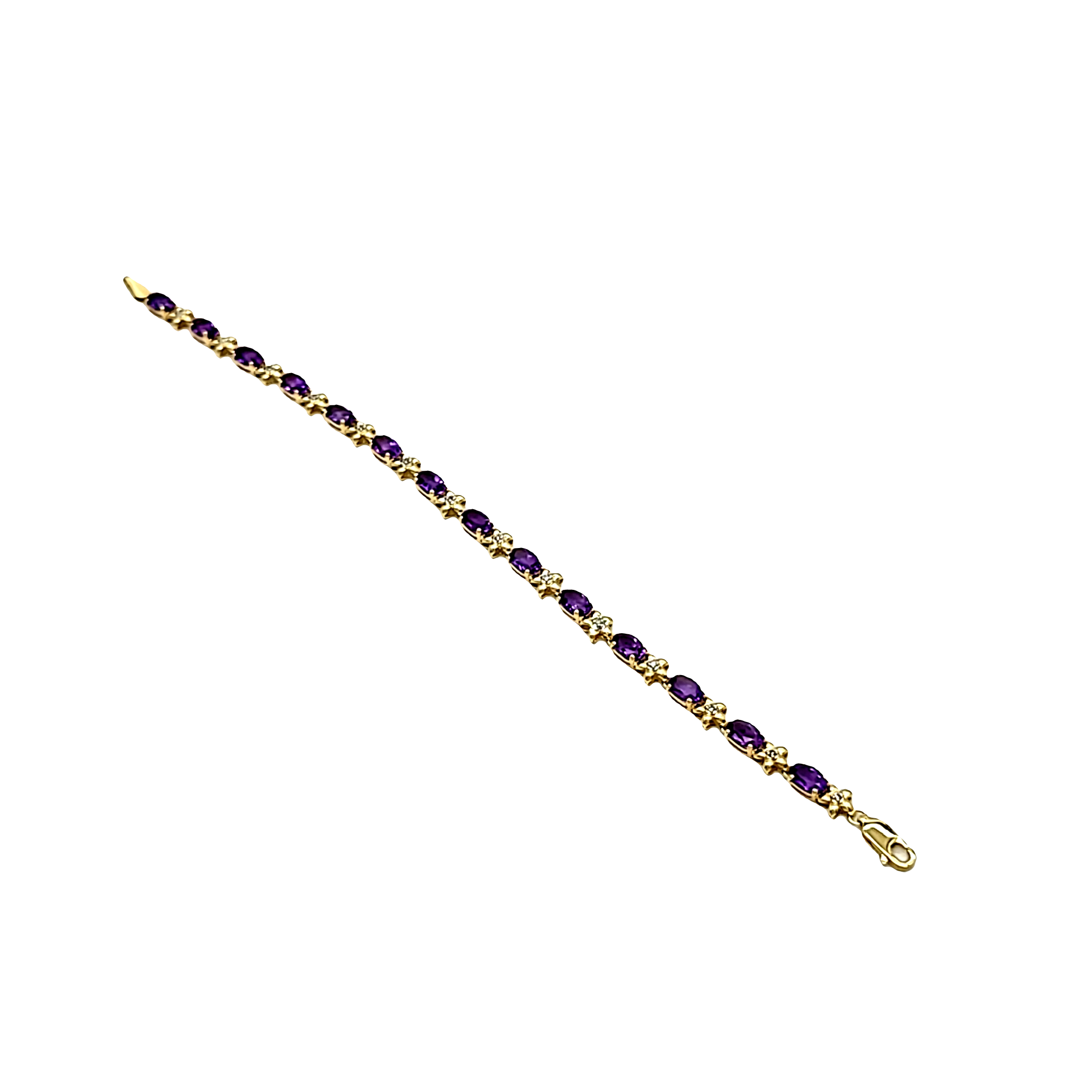 14K Yellow Gold Diamond and Amethyst 7" Bracelet 22000929 | Shin Brothers* 14K Yellow Gold Diamond and Amethyst 7" Bracelet 22000929 | Shin Brothers*