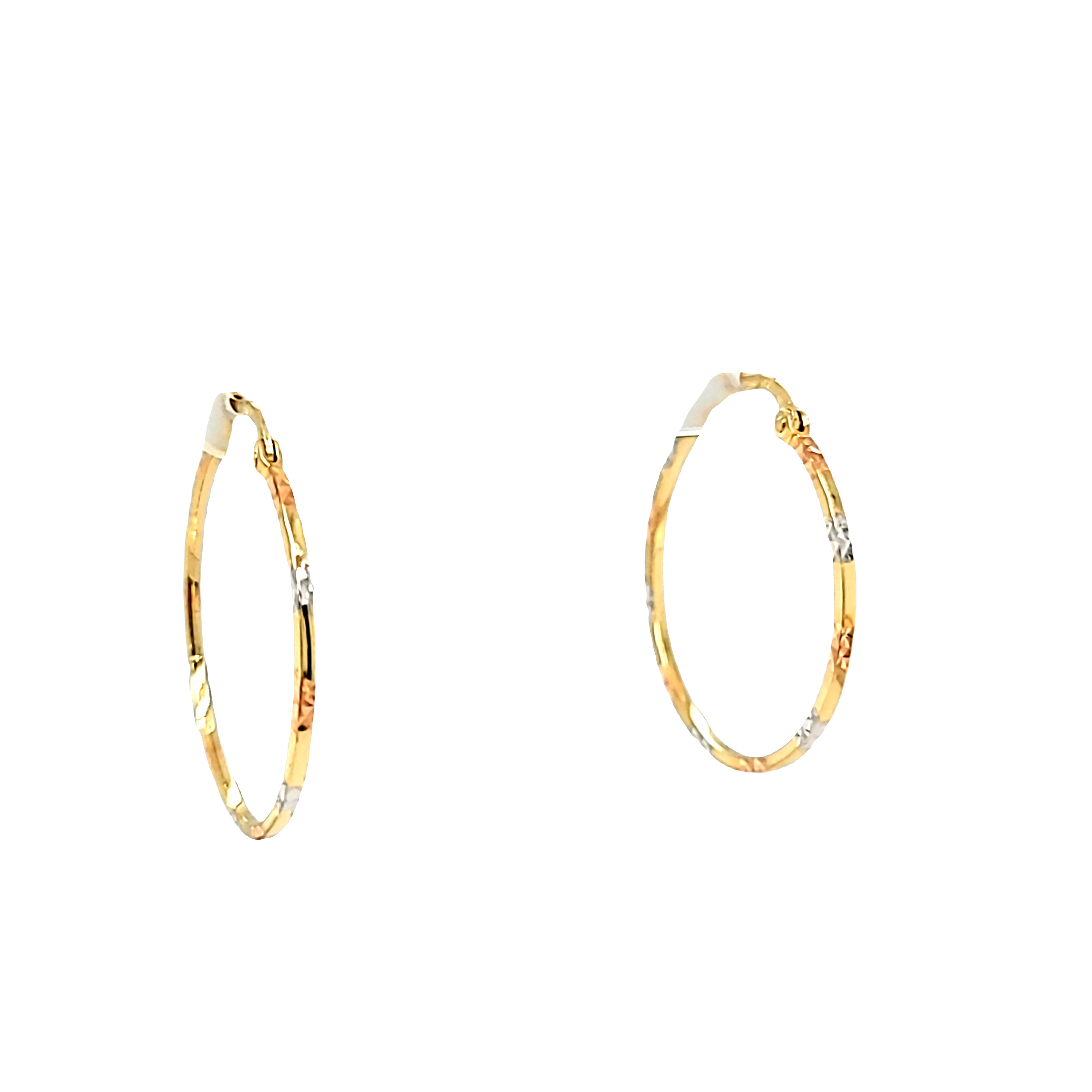 14K Tricolor Gold Hoop Earrings 40003180 | Shin Brothers* 14K Tricolor Gold Hoop Earrings 40003180 | Shin Brothers*