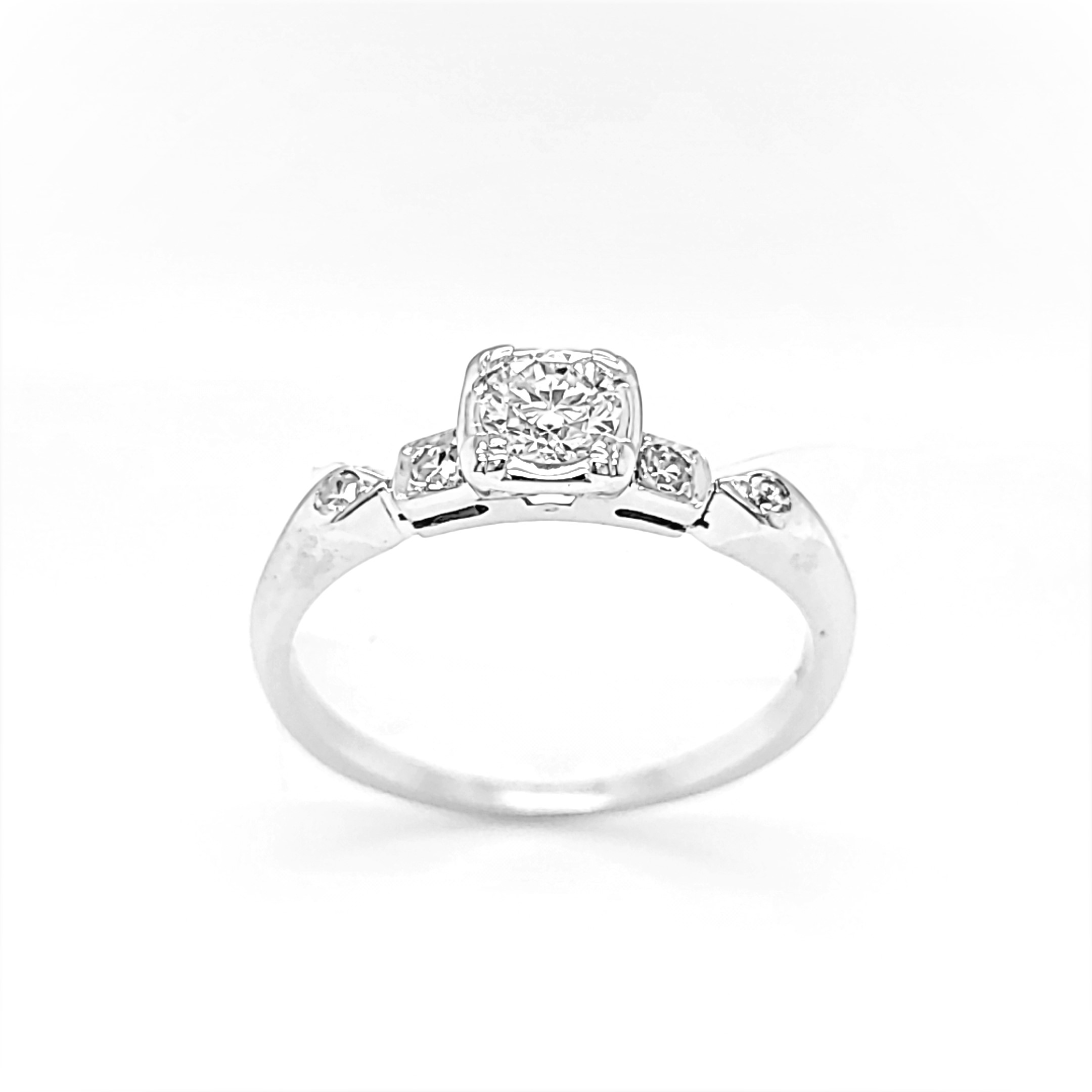 14K White Gold Low Set Diamond Engagement Ring with Accents 11007026 | Shin Brothers*