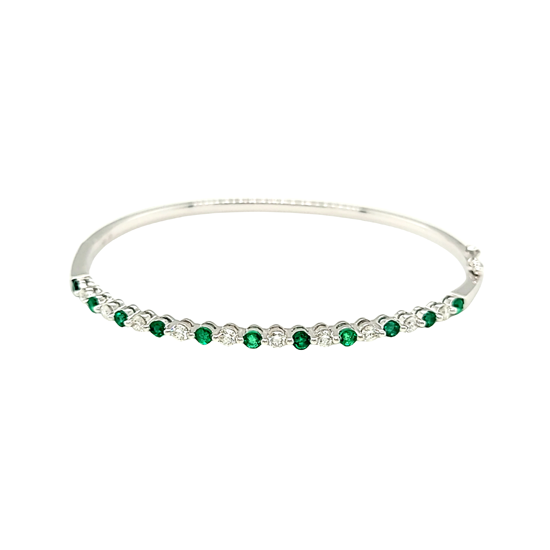 18K White Gold Diamond and Emerald Bracelet 22000936 | Shin Brothers*