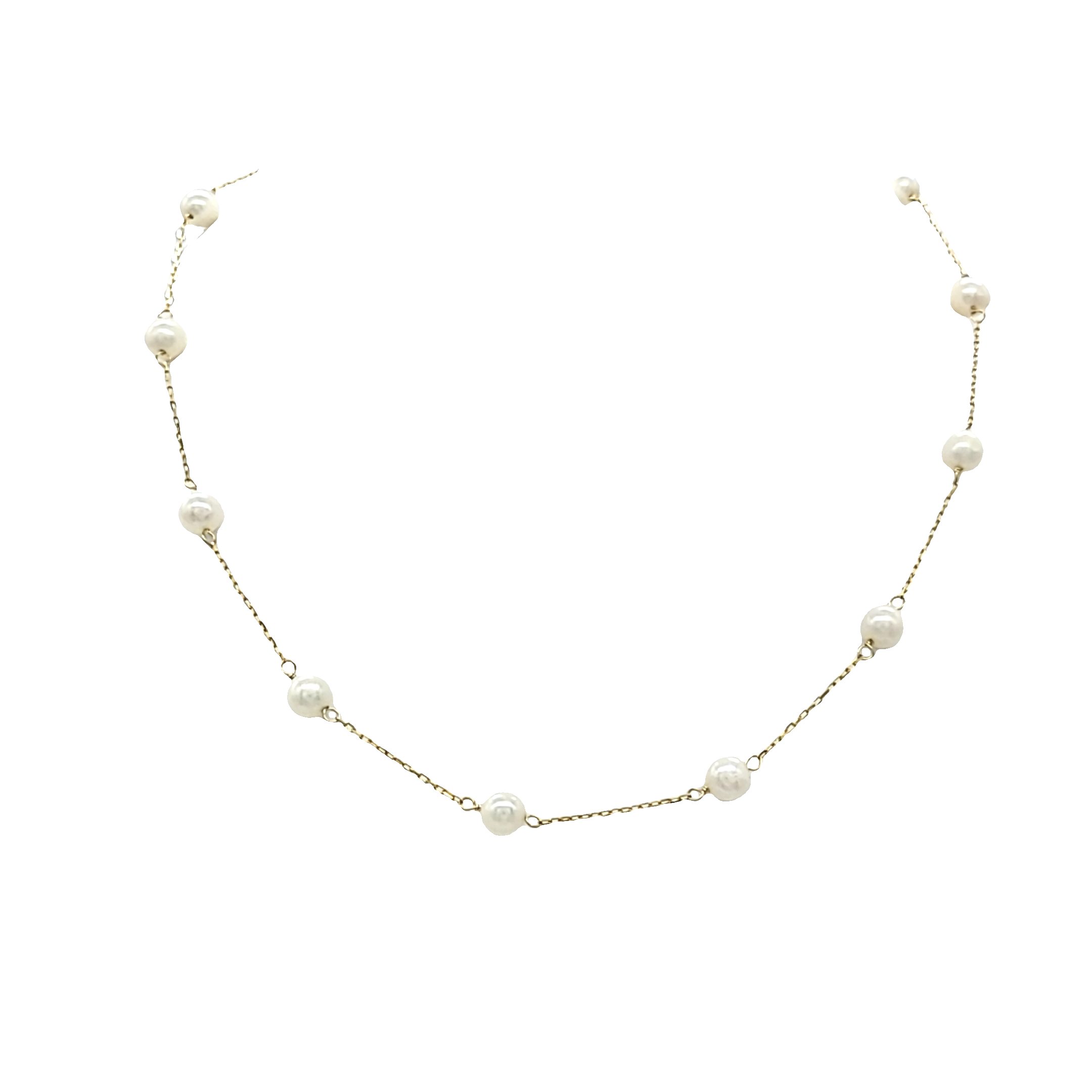 14k Yellow Gold 5.6 mm Pearl Necklace 16