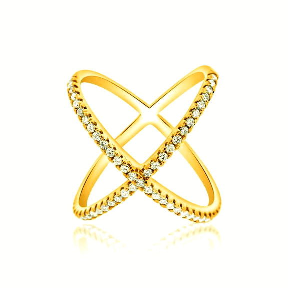 14K Yellow Gold Diamond X Right Hand Ring 11005398 | Shin Brothers* 14K Yellow Gold Diamond X Right Hand Ring 11005398 | Shin Brothers*