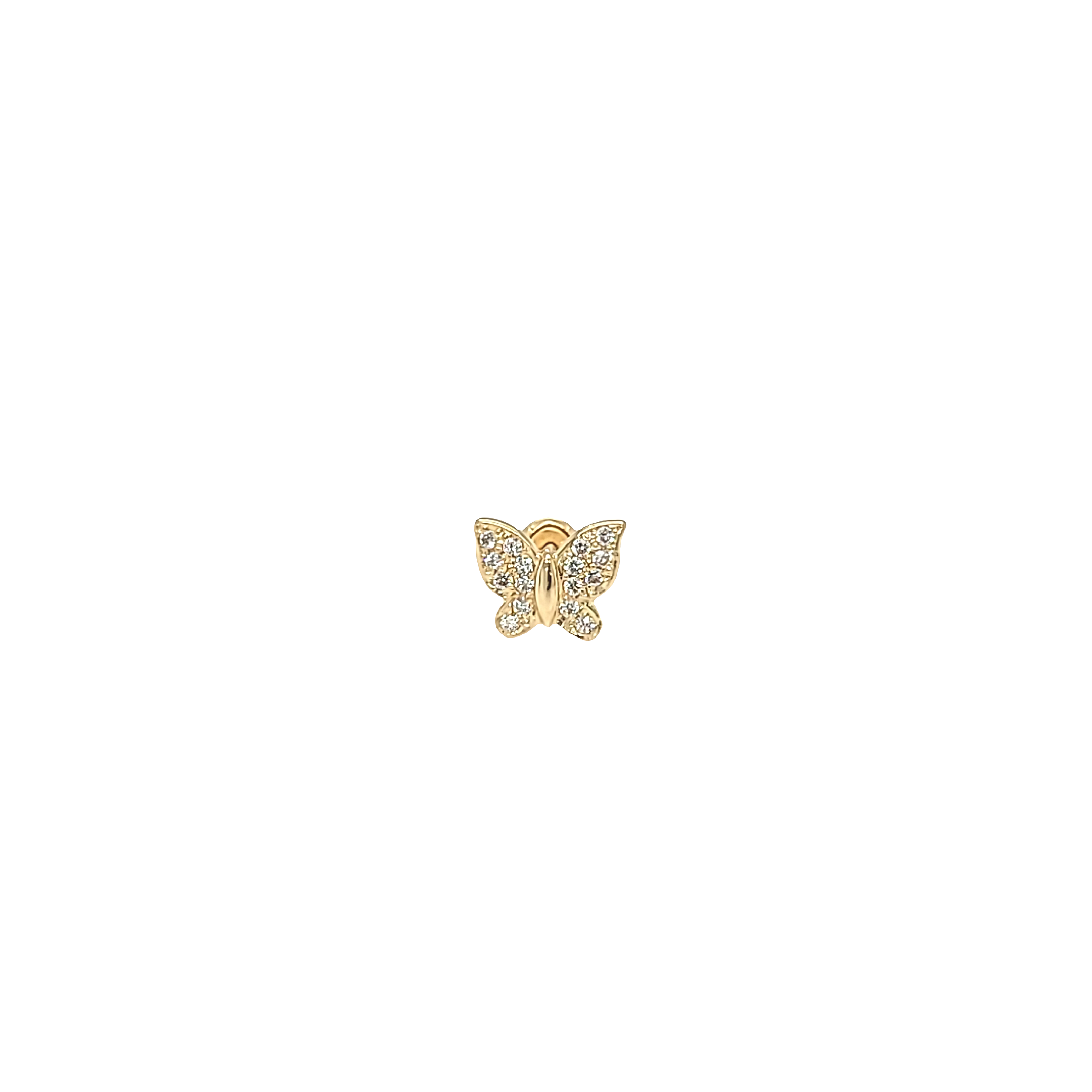 Single 14K Yellow Gold CZ Butterfly Stud Earring 42003392 | Shin Brothers*