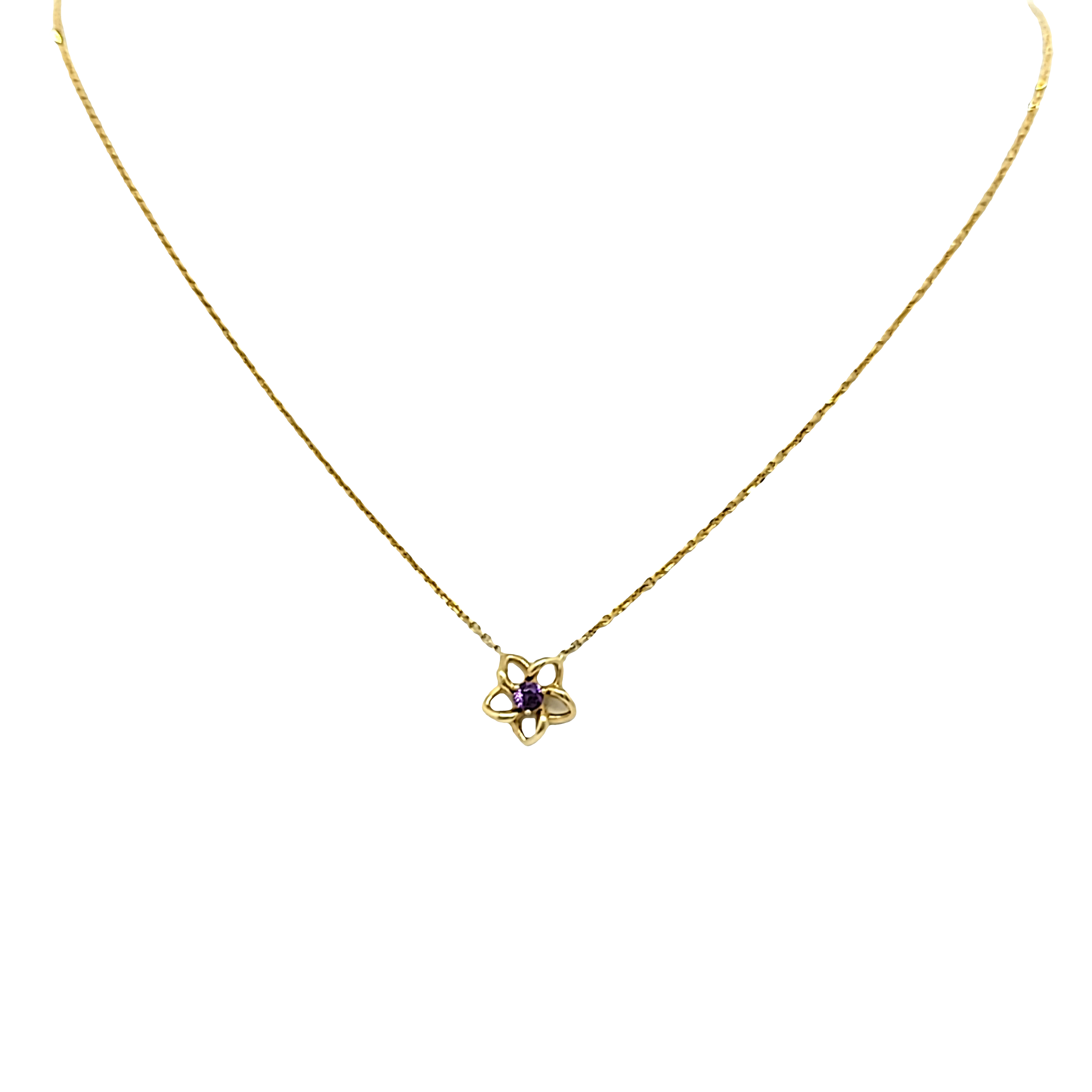 14K Yellow Gold Amethyst Flower Necklace 32000728 | Shin Brothers* 14K Yellow Gold Amethyst Flower Necklace 32000728 | Shin Brothers*