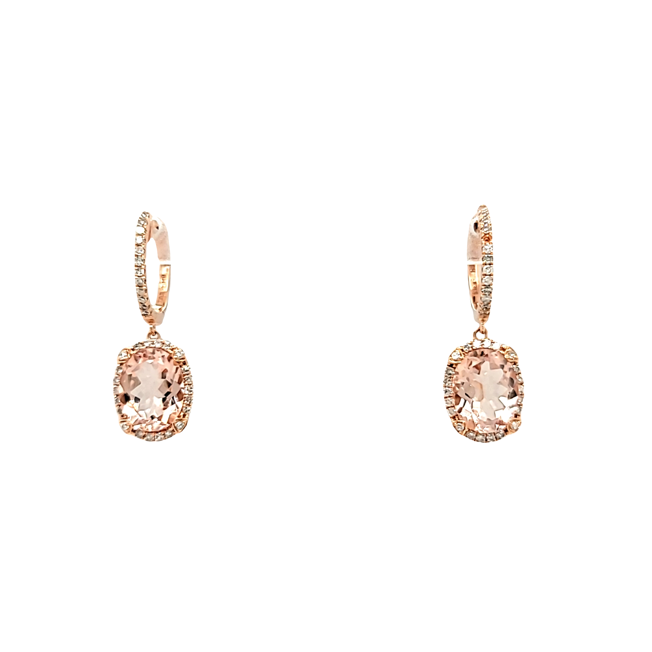 14K Rose Gold Morganite Diamond Drop Earrings 42003400 | Shin Brothers*