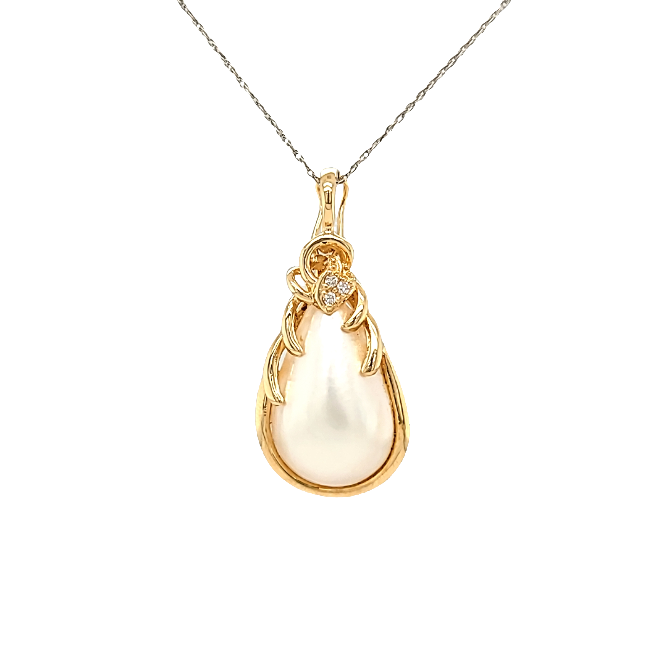 14K Yellow Gold Pearl Teardrop Pendant 52002307 | Shin Brothers* 14K Yellow Gold Pearl Teardrop Pendant 52002307 | Shin Brothers*