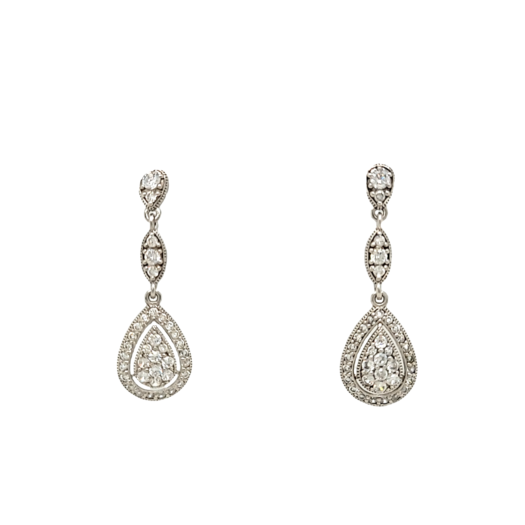 Sterling Silver Hanging CZ Teardrop Earrings 84010993 | Shin Brothers* Sterling Silver Hanging CZ Teardrop Earrings 84010993 | Shin Brothers*
