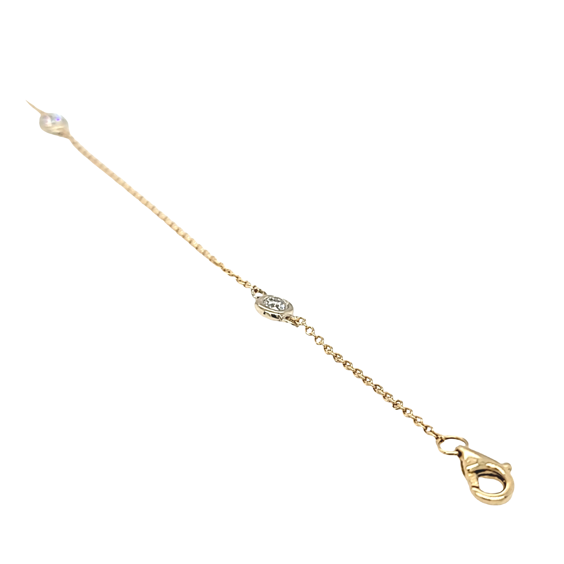 14K Yellow Gold By the Yard Bezel Set Diamond Anklet 21000907 | Shin Brothers* 14K Yellow Gold By the Yard Bezel Set Diamond Anklet 21000907 | Shin Brothers*