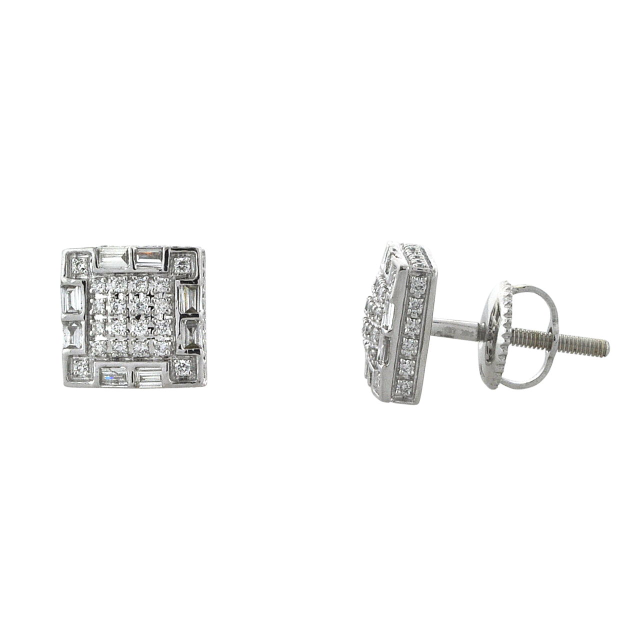 14K White Gold Diamond Square Stud Earrings 41002471 | Shin Brothers*