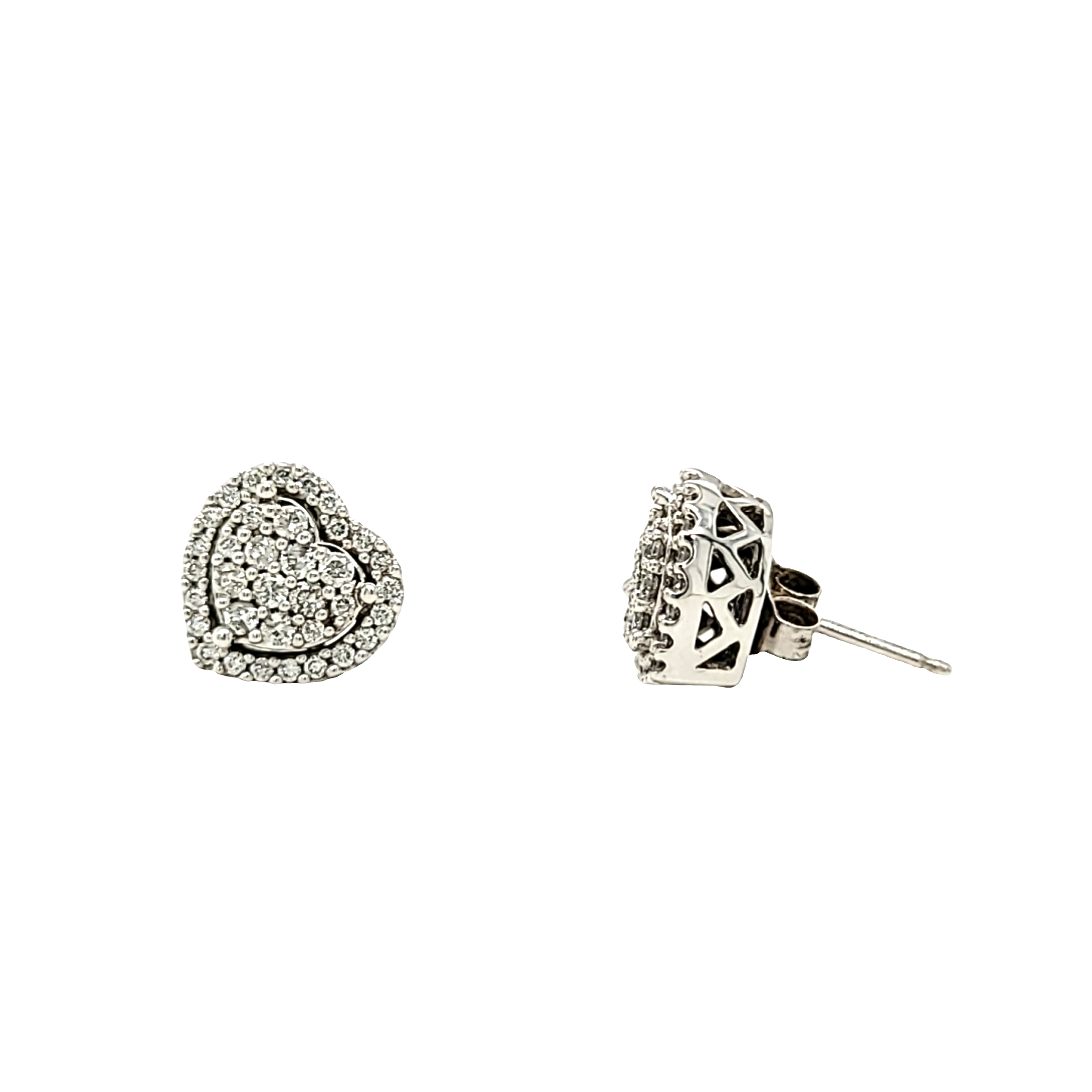 14K White Gold Diamond Heart Stud Earrings 41002321 | Shin Brothers*
