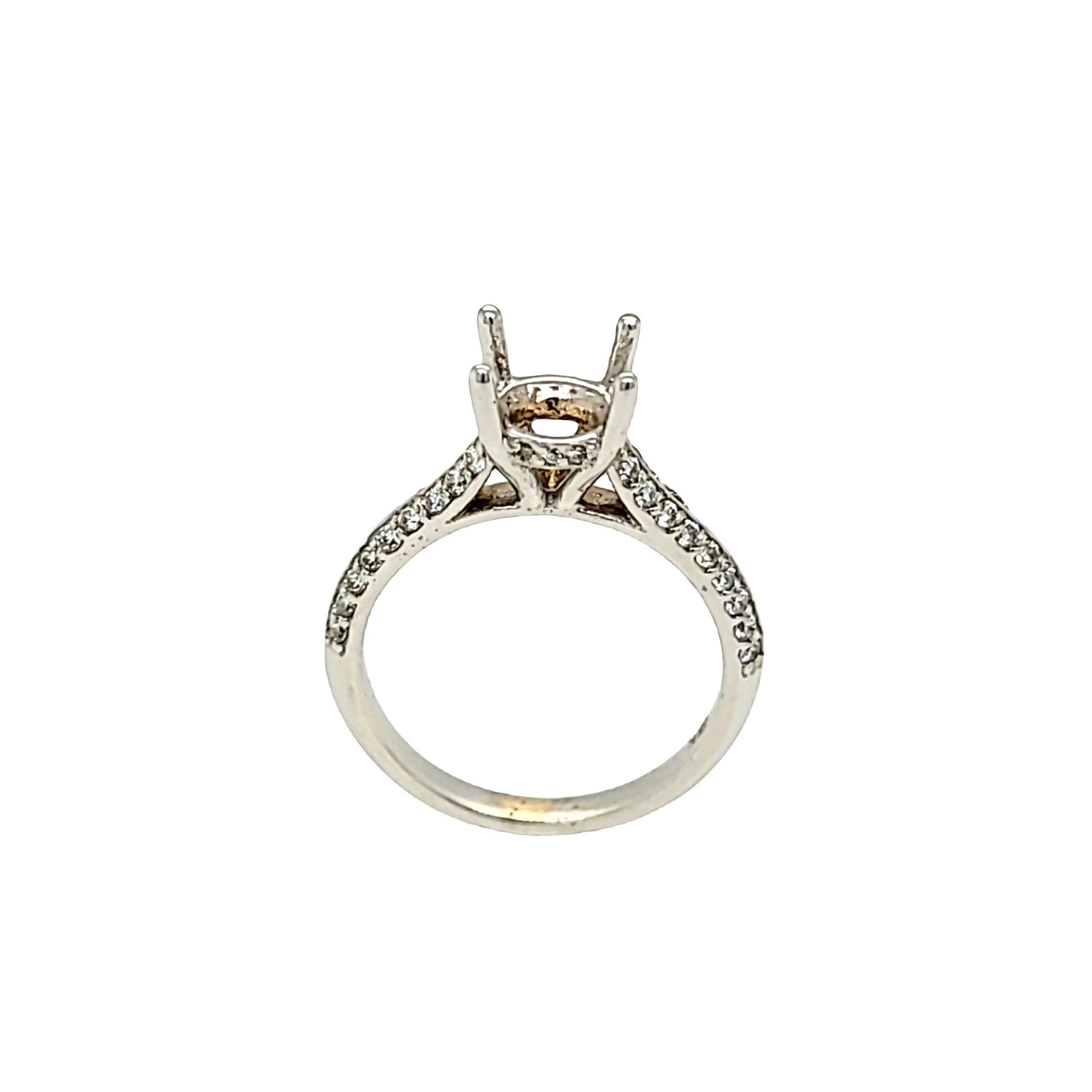 18K White Gold Round Engagement Ring Setting with Accents 11005688 | Shin Brothers*