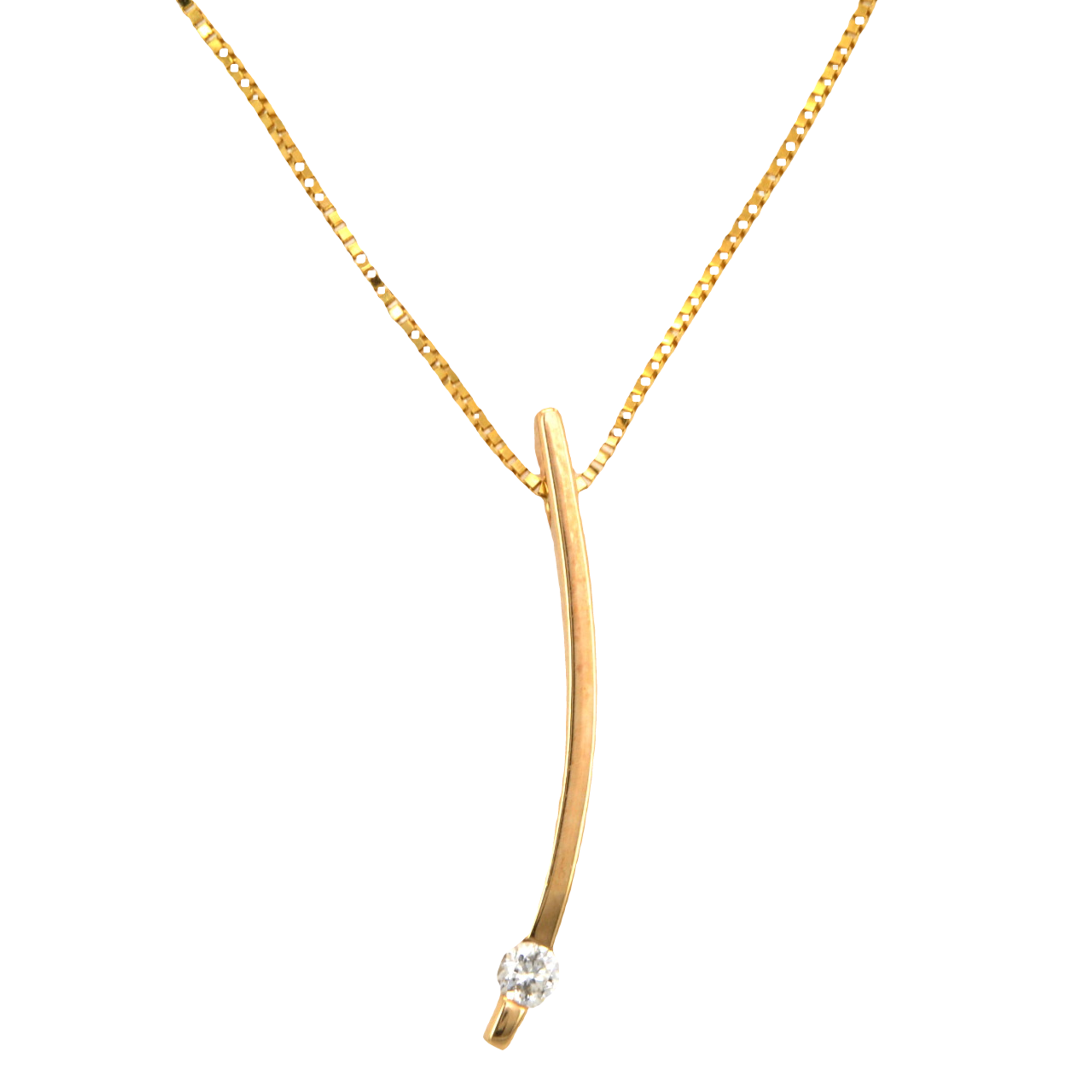 14K Yellow Gold Diamond Curved Bar Necklace 30000173 | Shin Brothers* 14K Yellow Gold Diamond Curved Bar Necklace 30000173 | Shin Brothers*