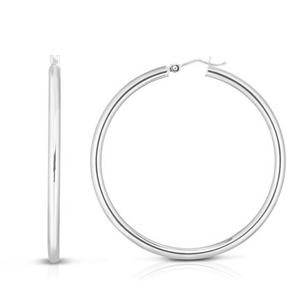 14K White Gold 2 inch 3mm Hoop Earrings 40003200 | Shin Brothers**