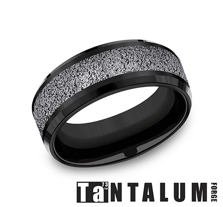Black and Gray Tantalum 8mm Wedding Band 11510077 | Shin Brothers* Black and Gray Tantalum 8mm Wedding Band 11510077 | Shin Brothers*