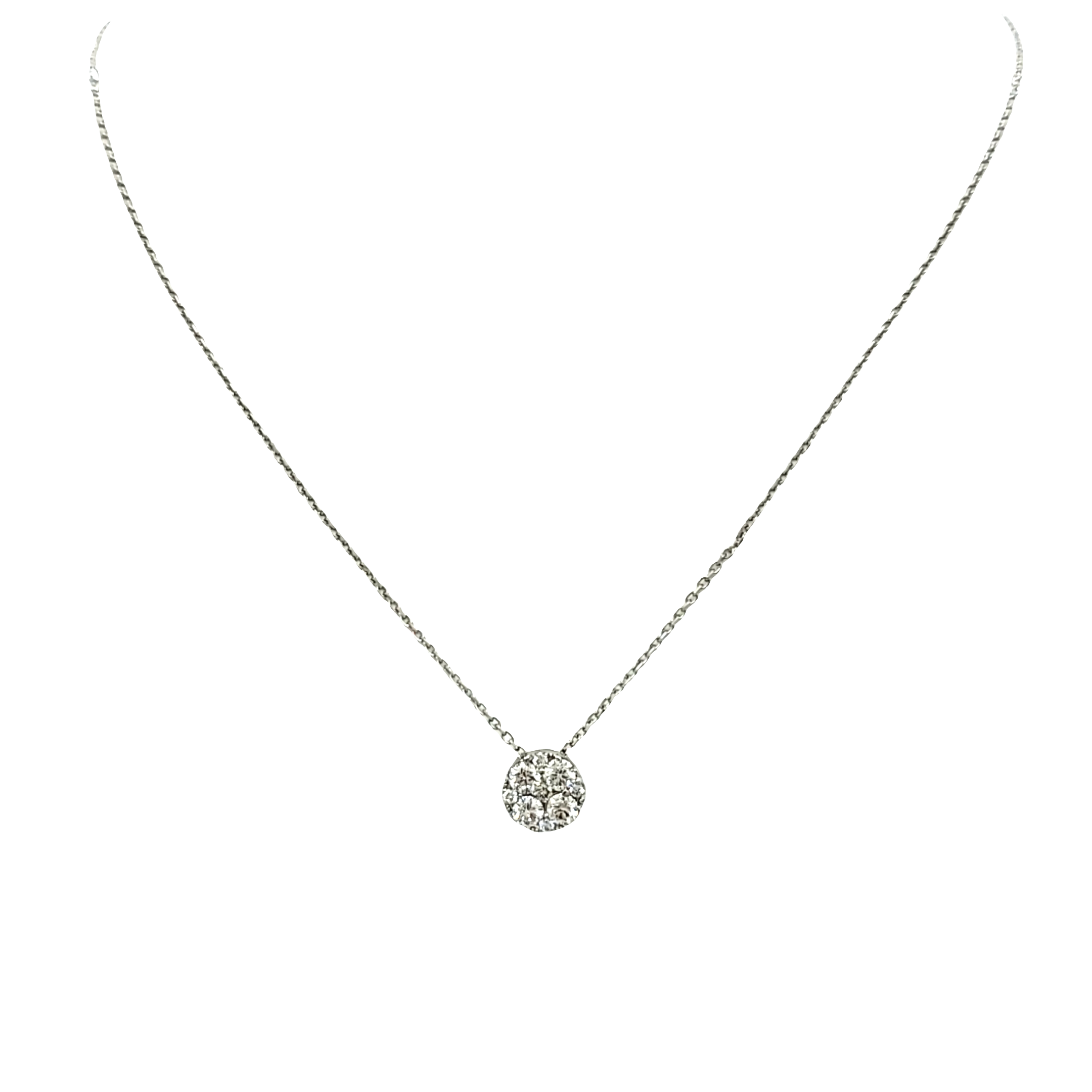14K White Gold 3/4 ctw Diamond Cluster Necklace 31001208 | Shin Brothers* 14K White Gold 3/4 ctw Diamond Cluster Necklace 31001208 | Shin Brothers*