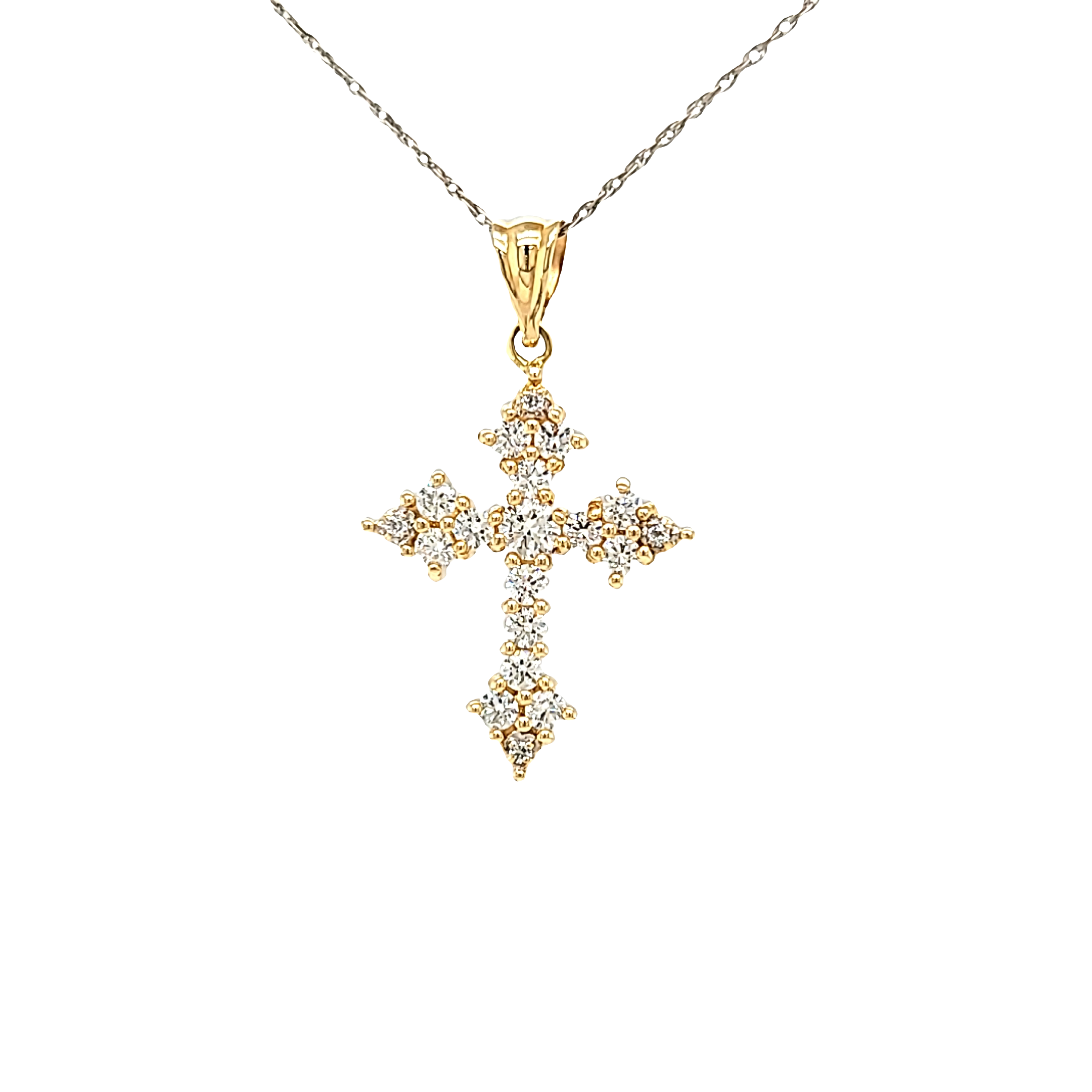 14K Yellow Gold CZ Cross Charm 52002053 | Shin Brothers* 14K Yellow Gold CZ Cross Charm 52002053 | Shin Brothers*