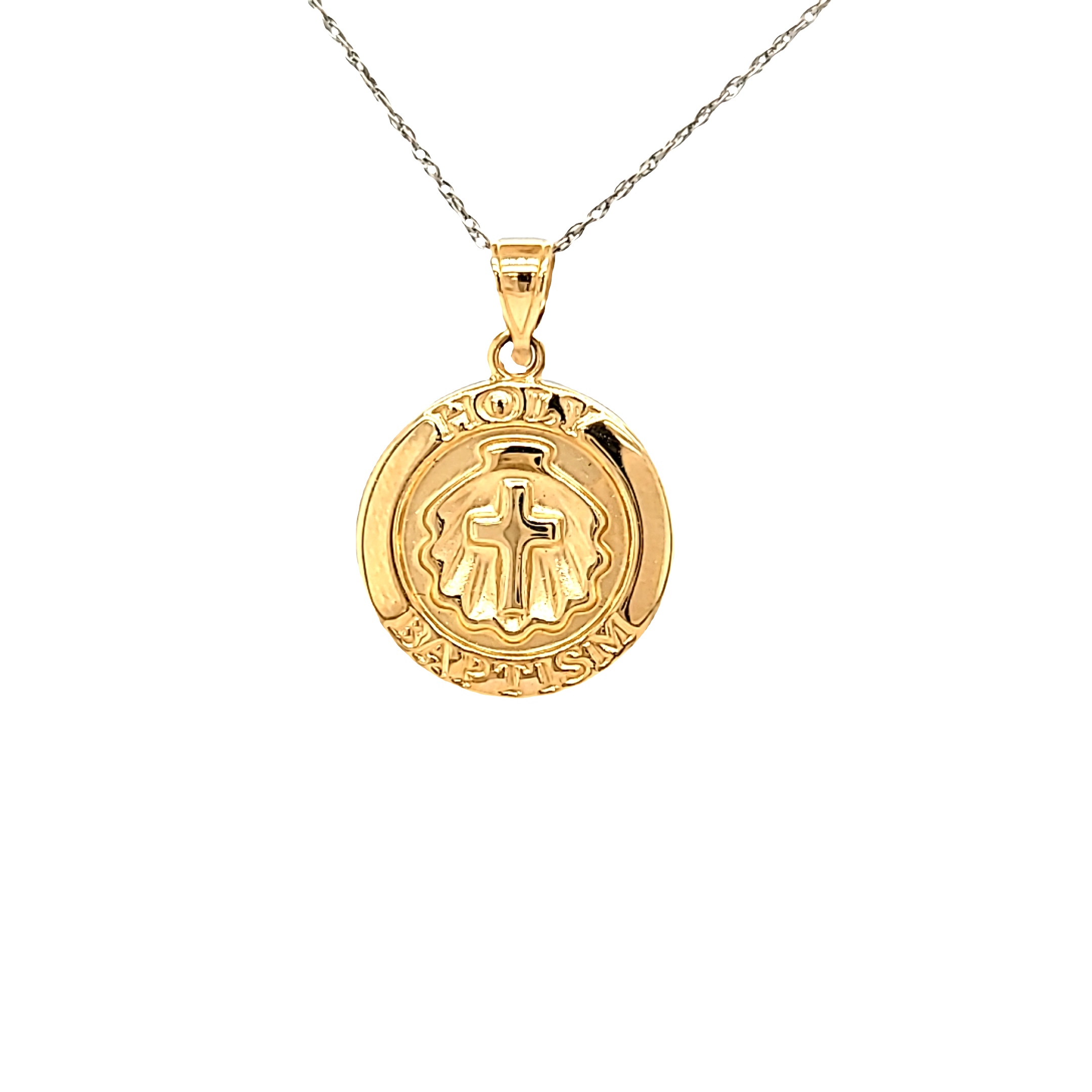 14K Yellow Gold Holy Baptism Medal Charm 50002738 | Shin Brothers*