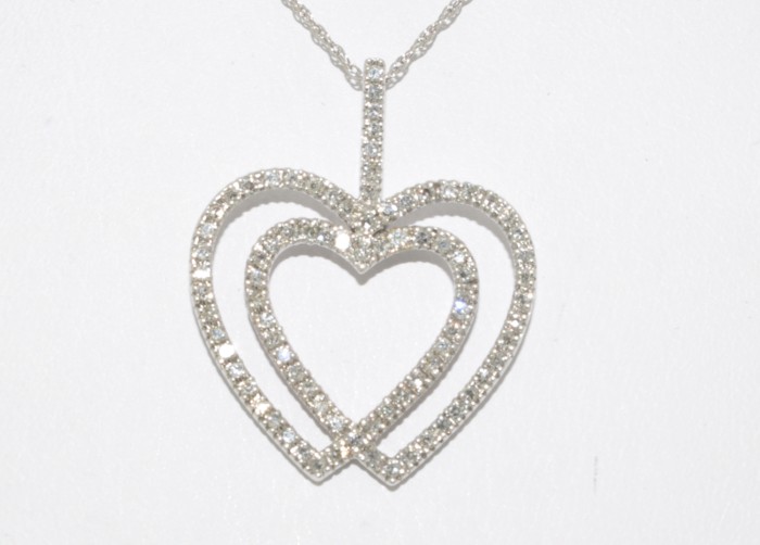 14K White Gold 1.00ct Diamond Heart Pendant 51001034 | Shin Brothers* 14K White Gold 1.00ct Diamond Heart Pendant 51001034 | Shin Brothers*