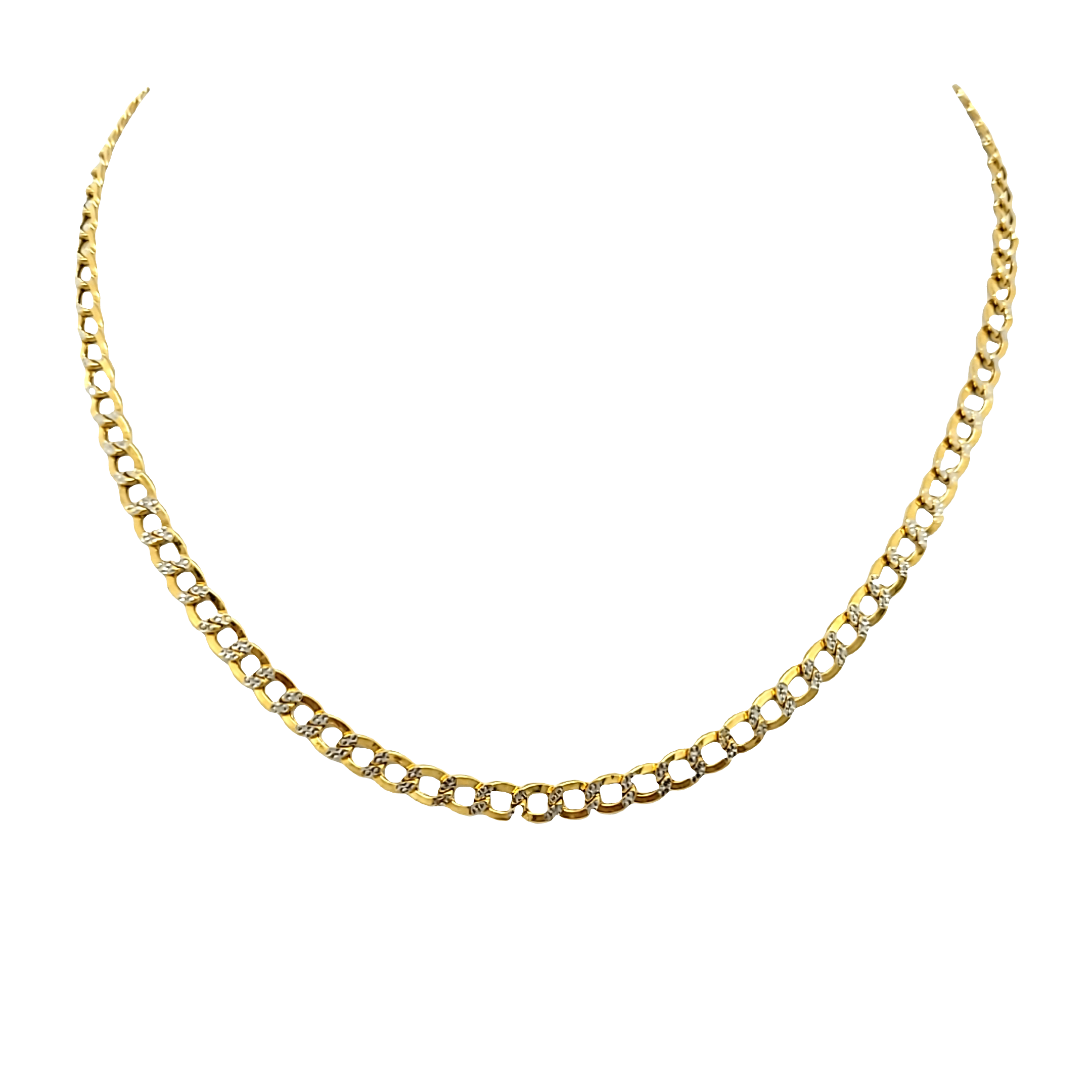 14K Two Tone Gold 16" Diamond Cut Cuban Link Chain 30004464 | Shin Brothers*