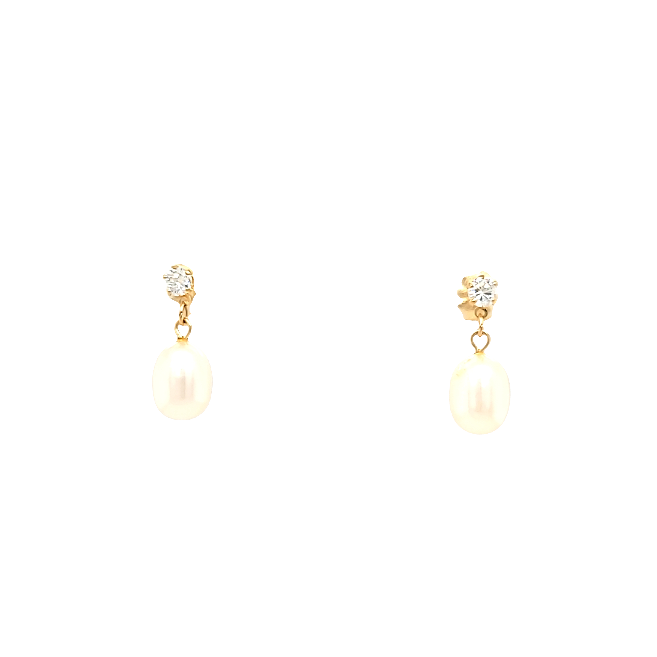14K Yellow Gold Cubic Zirconia Pearl Drop Earrings 42003408 | Shin Brothers* 14K Yellow Gold Cubic Zirconia Pearl Drop Earrings 42003408 | Shin Brothers*