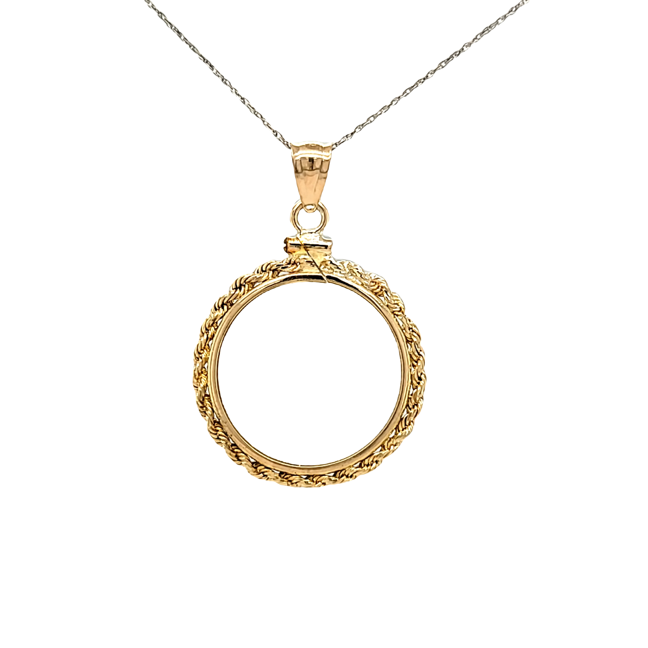 14K Yellow Gold 20mm Braided Coin Holder 50004181 | Shin Brothers* 14K Yellow Gold 20mm Braided Coin Holder 50004181 | Shin Brothers*
