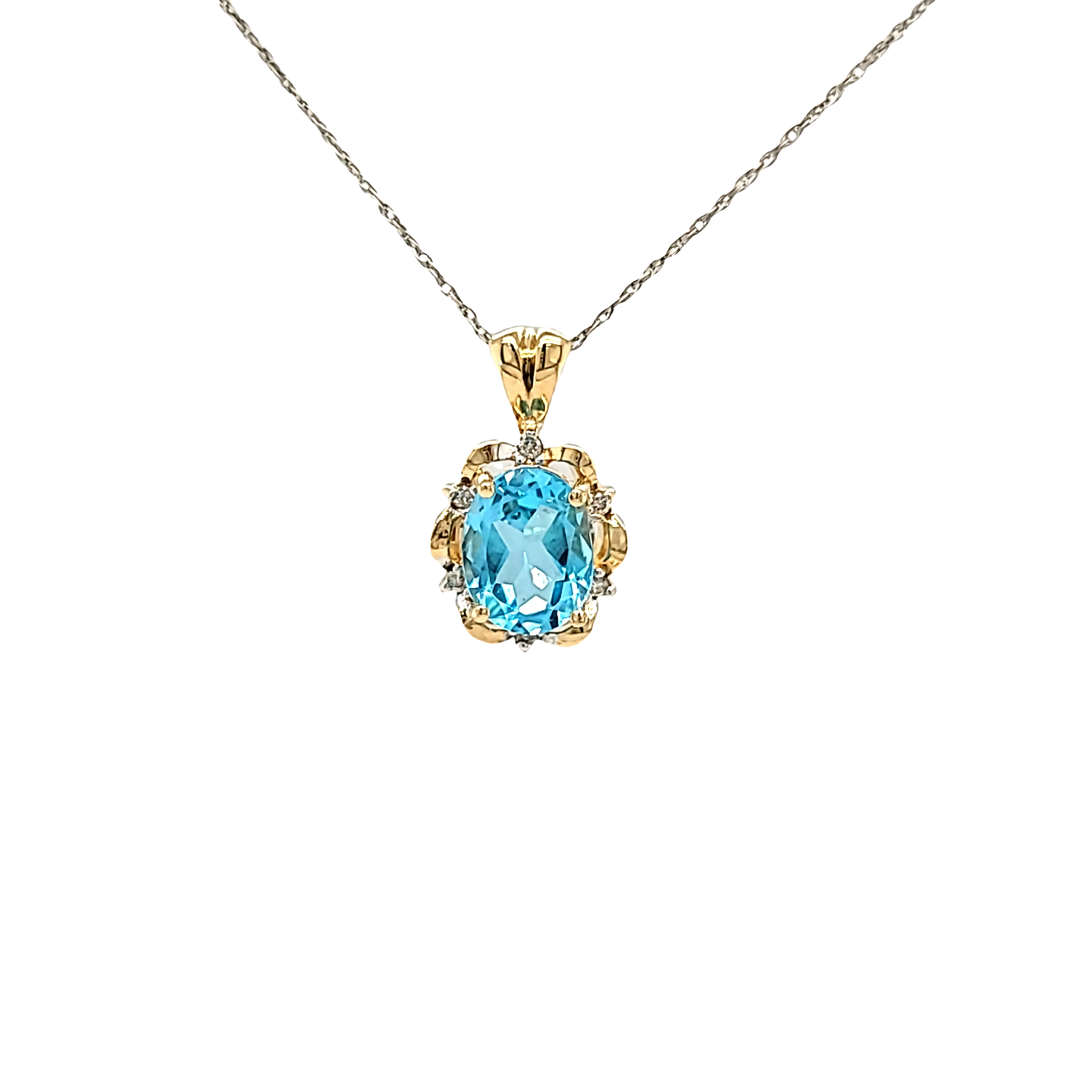 14K Yellow Gold Blue Topaz Diamond Charm 52002318 | Shin Brothers* 14K Yellow Gold Blue Topaz Diamond Charm 52002318 | Shin Brothers*