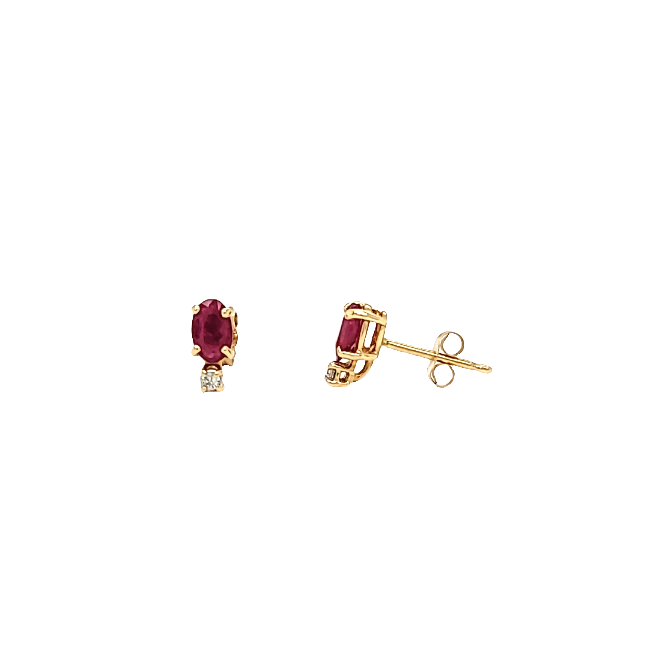 14K Yellow Gold Oval Ruby Stud Earrings with Diamond Accent 42110001 | Shin Brothers* 14K Yellow Gold Oval Ruby Stud Earrings with Diamond Accent 42110001 | Shin Brothers*
