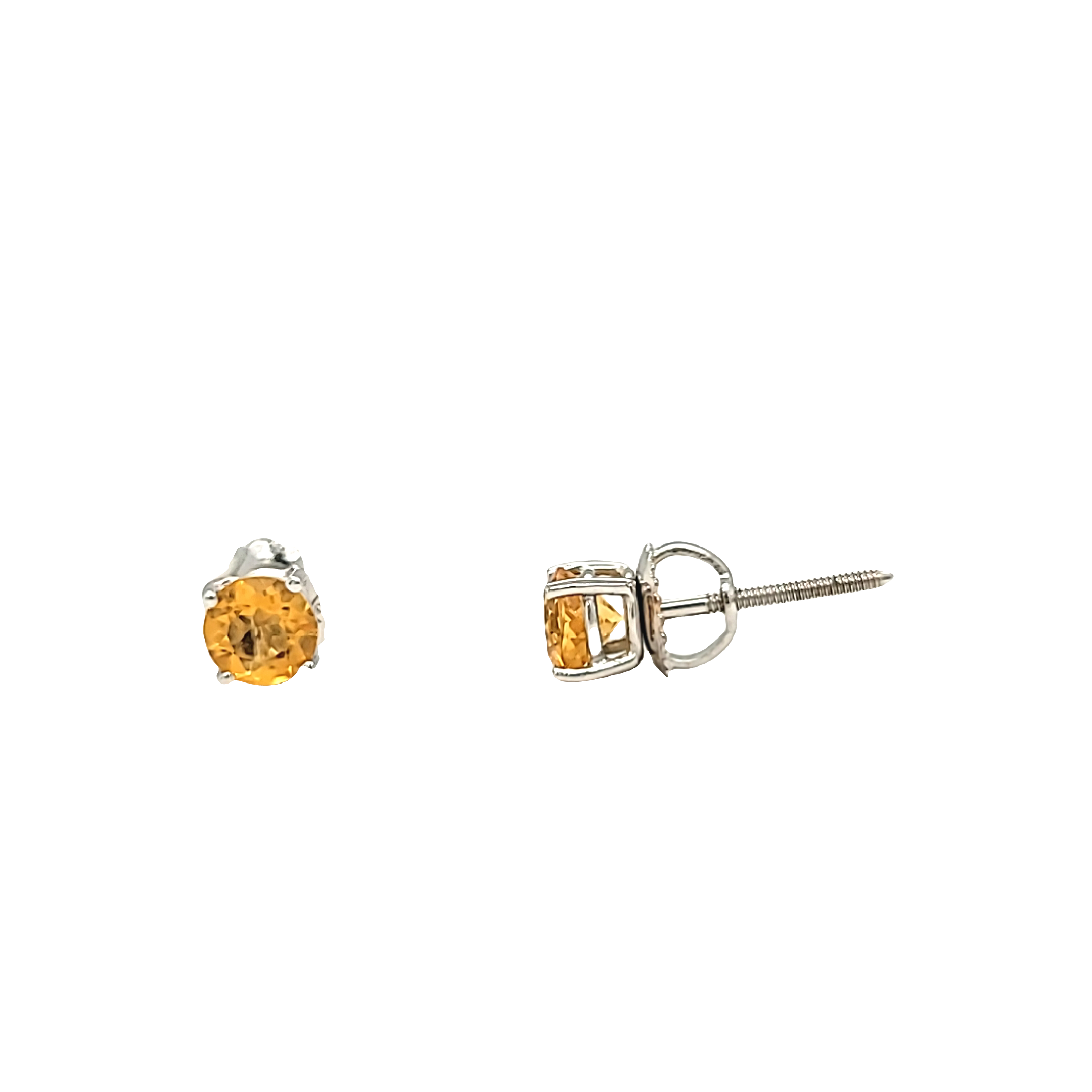 14K White Gold Citrine Stud Screw Back Earrings 42002823 | Shin Brothers*