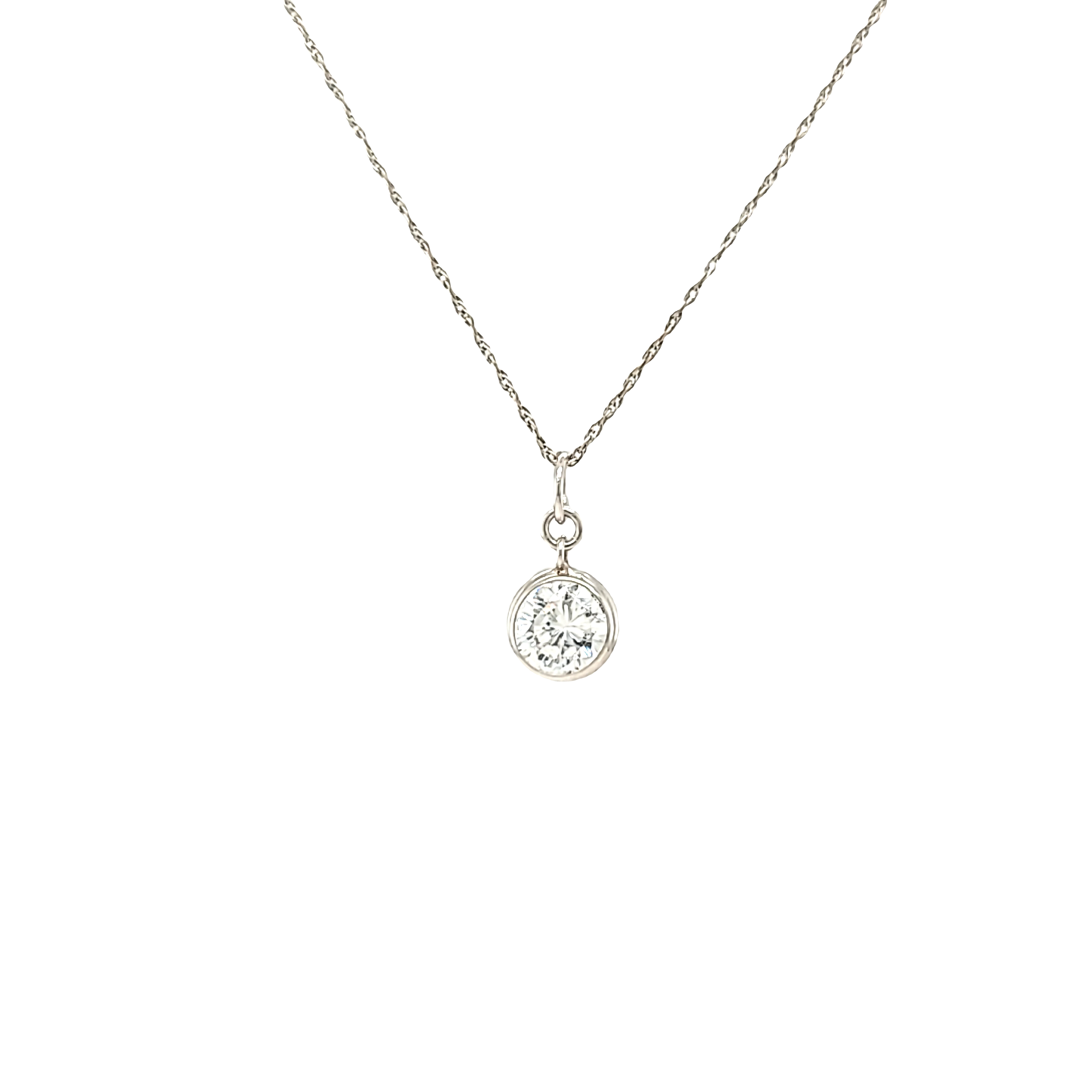 14K White Gold Bezel Cubic Zirconia Charm 520002321 | Shin Brothers* 14K White Gold Bezel Cubic Zirconia Charm 520002321 | Shin Brothers*