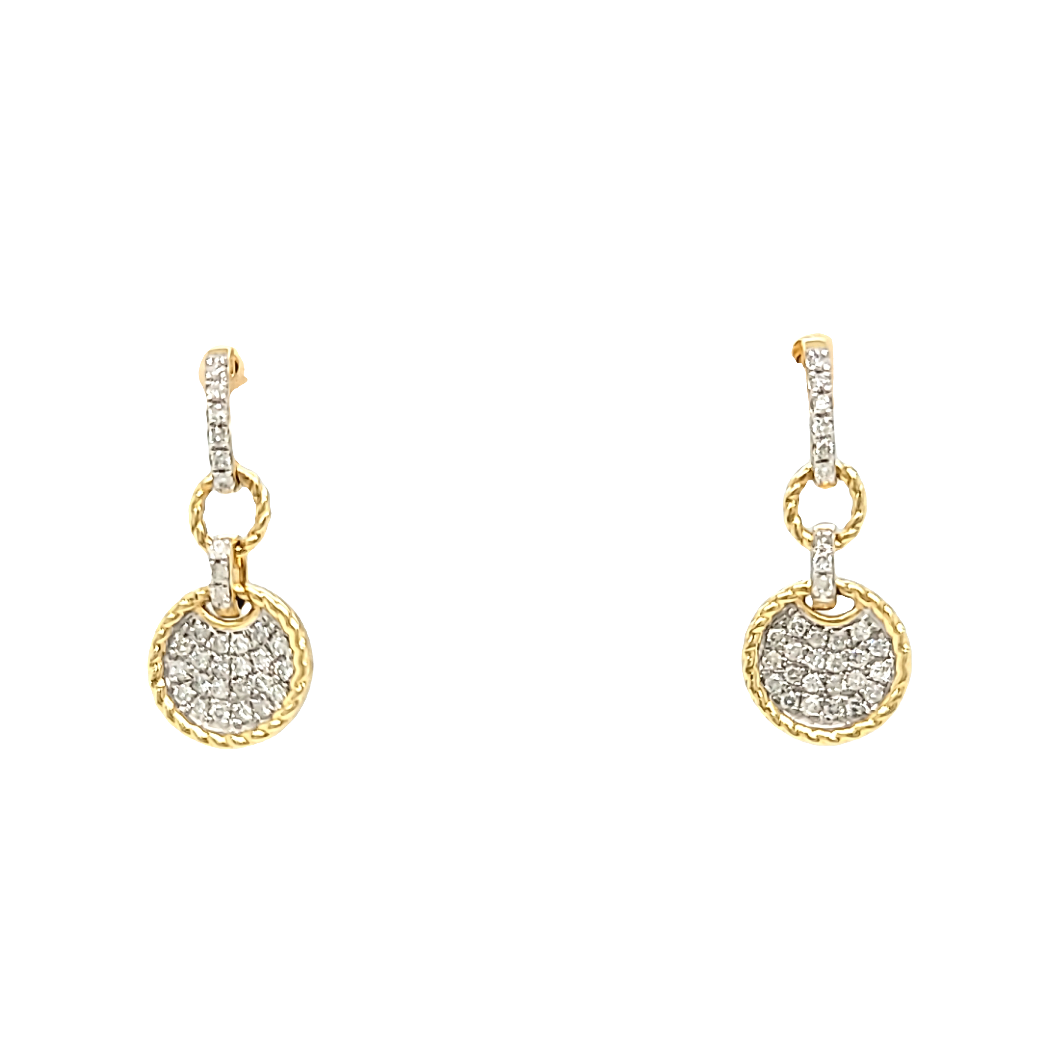 14K Yellow Gold Diamond Hanging Circle Earrings 41002664 | Shin Brothers* 14K Yellow Gold Diamond Hanging Circle Earrings 41002664 | Shin Brothers*