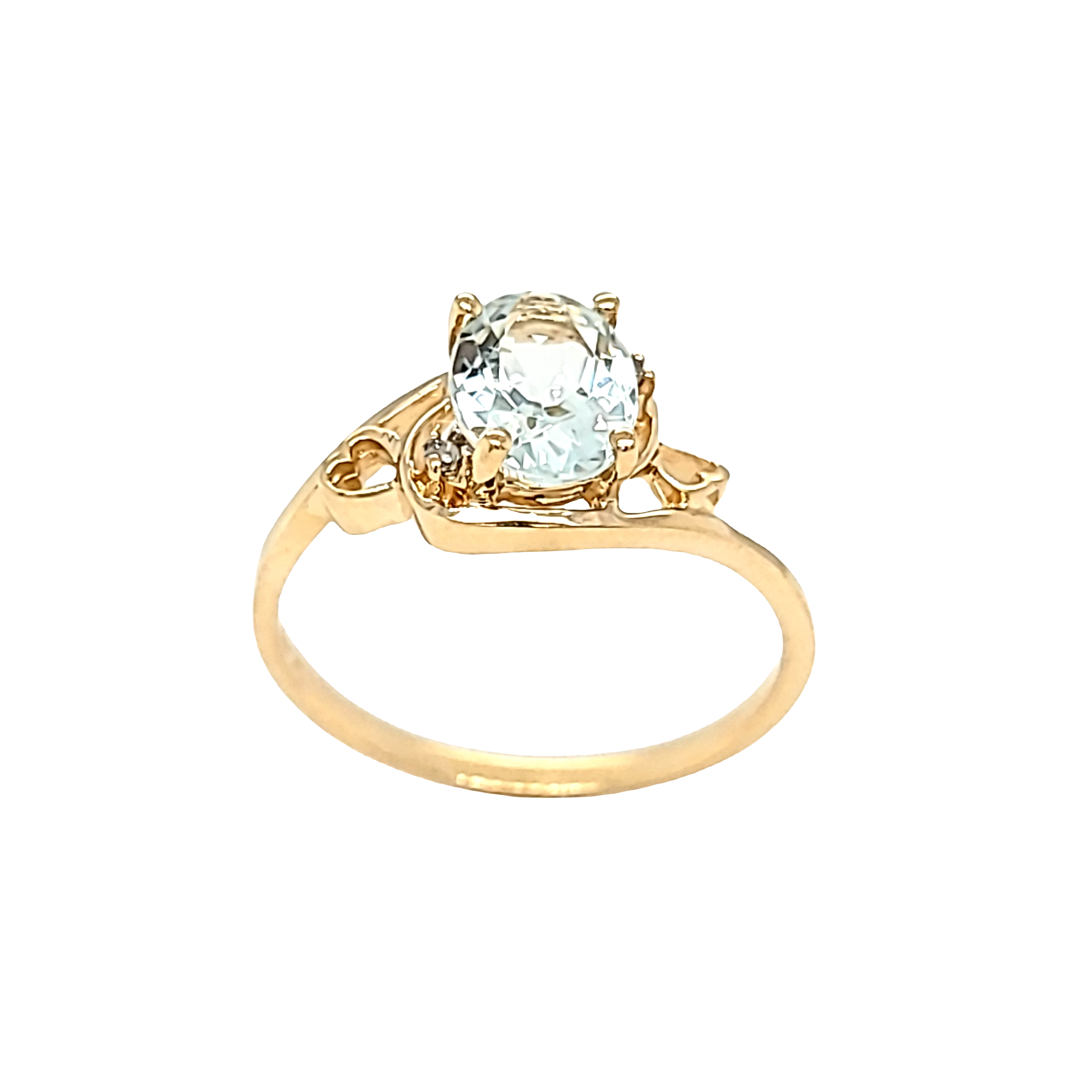 14K Yellow Gold Oval Aquamarine Diamond Ring 12003146 | Shin Brothers* 14K Yellow Gold Oval Aquamarine Diamond Ring 12003146 | Shin Brothers*