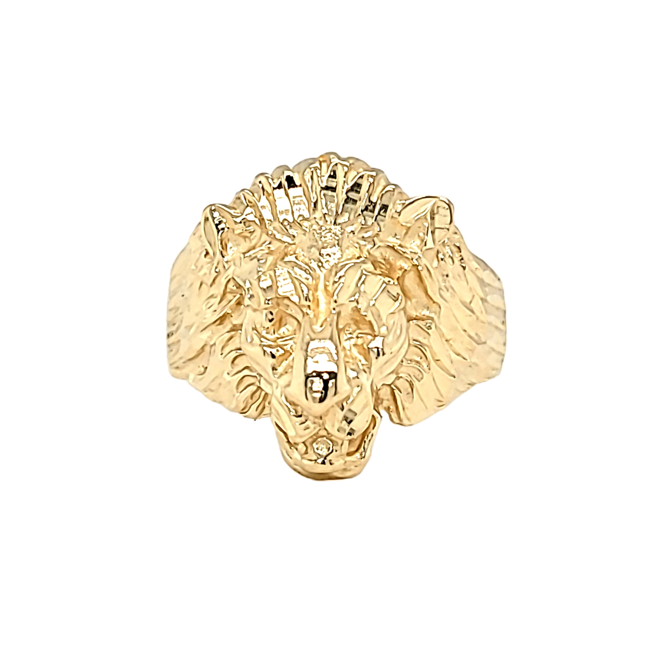 14K Yellow Gold Lion Head Ring 10000518 | Shin Brothers* 14K Yellow Gold Lion Head Ring 10000518 | Shin Brothers*