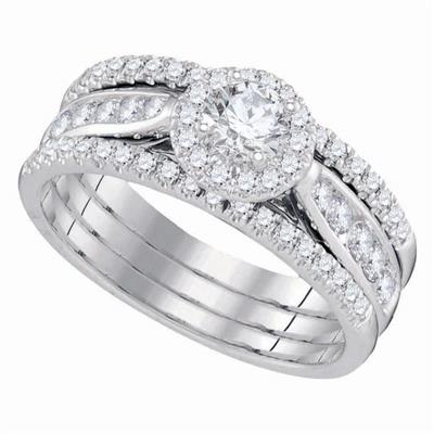 14K White Gold Diamond Halo Bridal Set 11006273 | Shin Brothers*