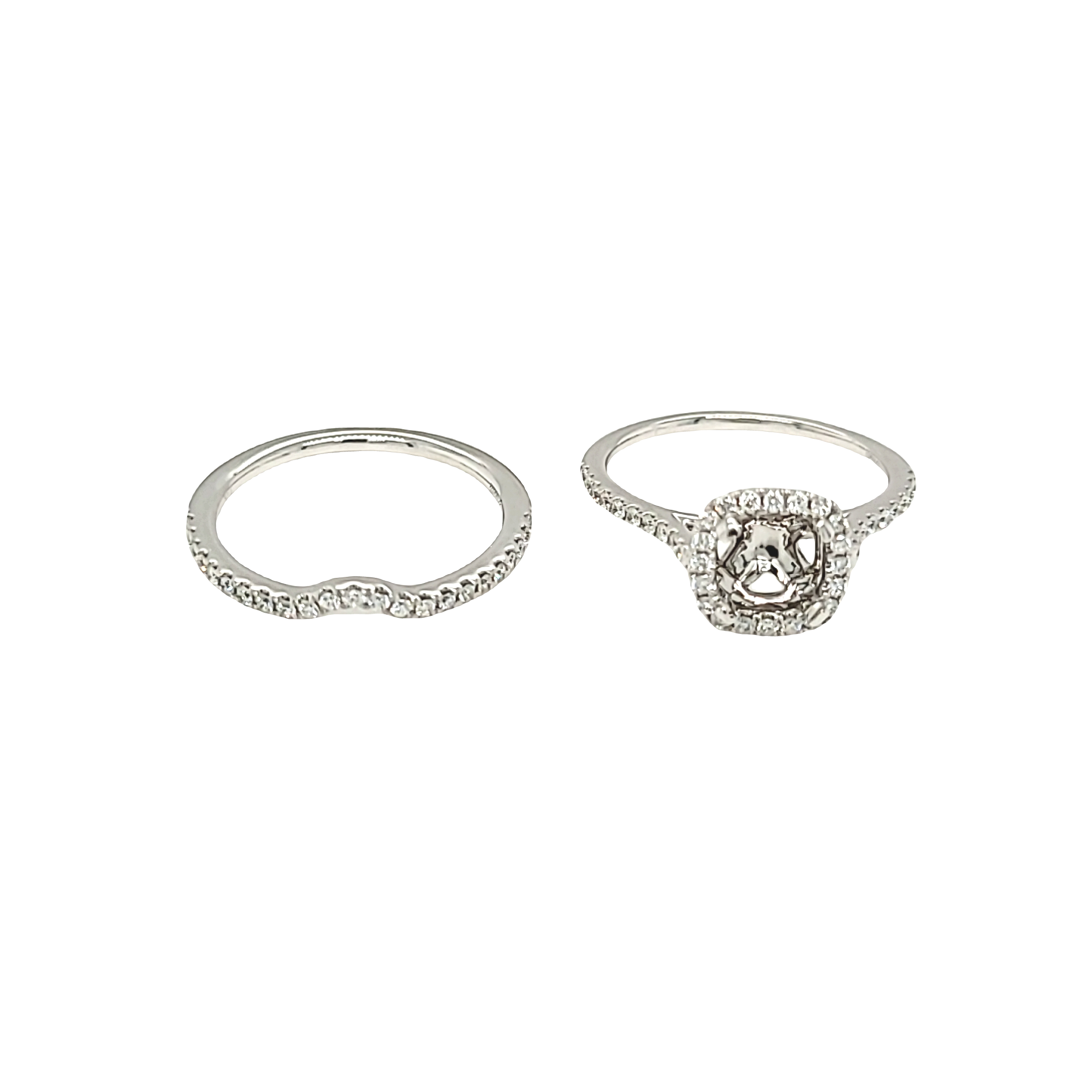 14K White Gold Diamond Cushion Setting Bridal Set 11005936 | Shin Brothers* 14K White Gold Diamond Cushion Setting Bridal Set 11005936 | Shin Brothers*