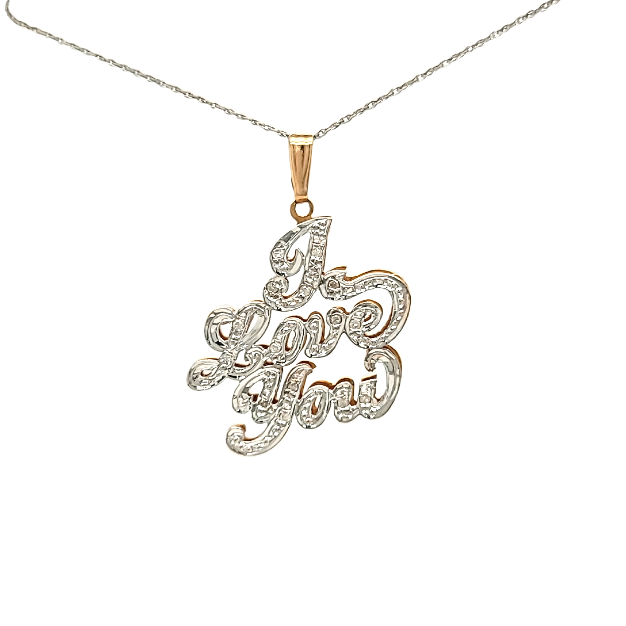 14K Two Tone Gold Diamond "I Love You" Charm 51000348 | Shin Brothers*