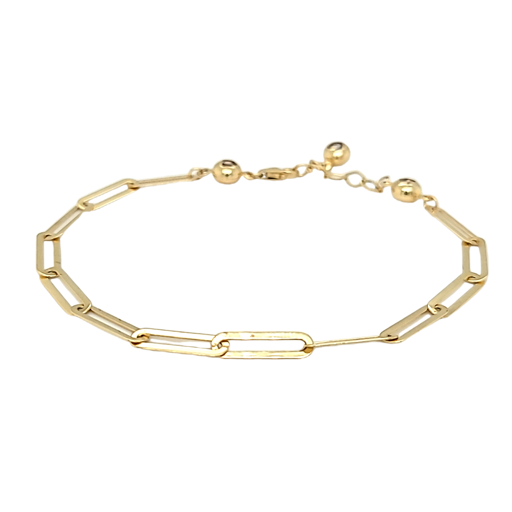 14K Yellow Gold CZ Paperclip Link Bracelet 22000922 | Shin Brothers* 14K Yellow Gold CZ Paperclip Link Bracelet 22000922 | Shin Brothers*